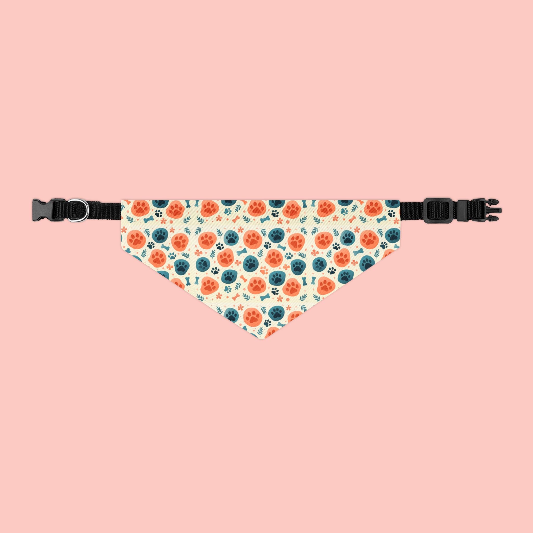 Floral Dot Pet Bandana Collar - Orange & Teal Flower Print