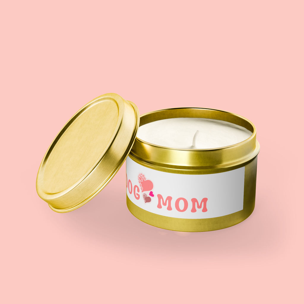 Dog Mom Tin Candle — Heart Paw Scented Travel Candle (Perfect Gift for Dog Lovers)