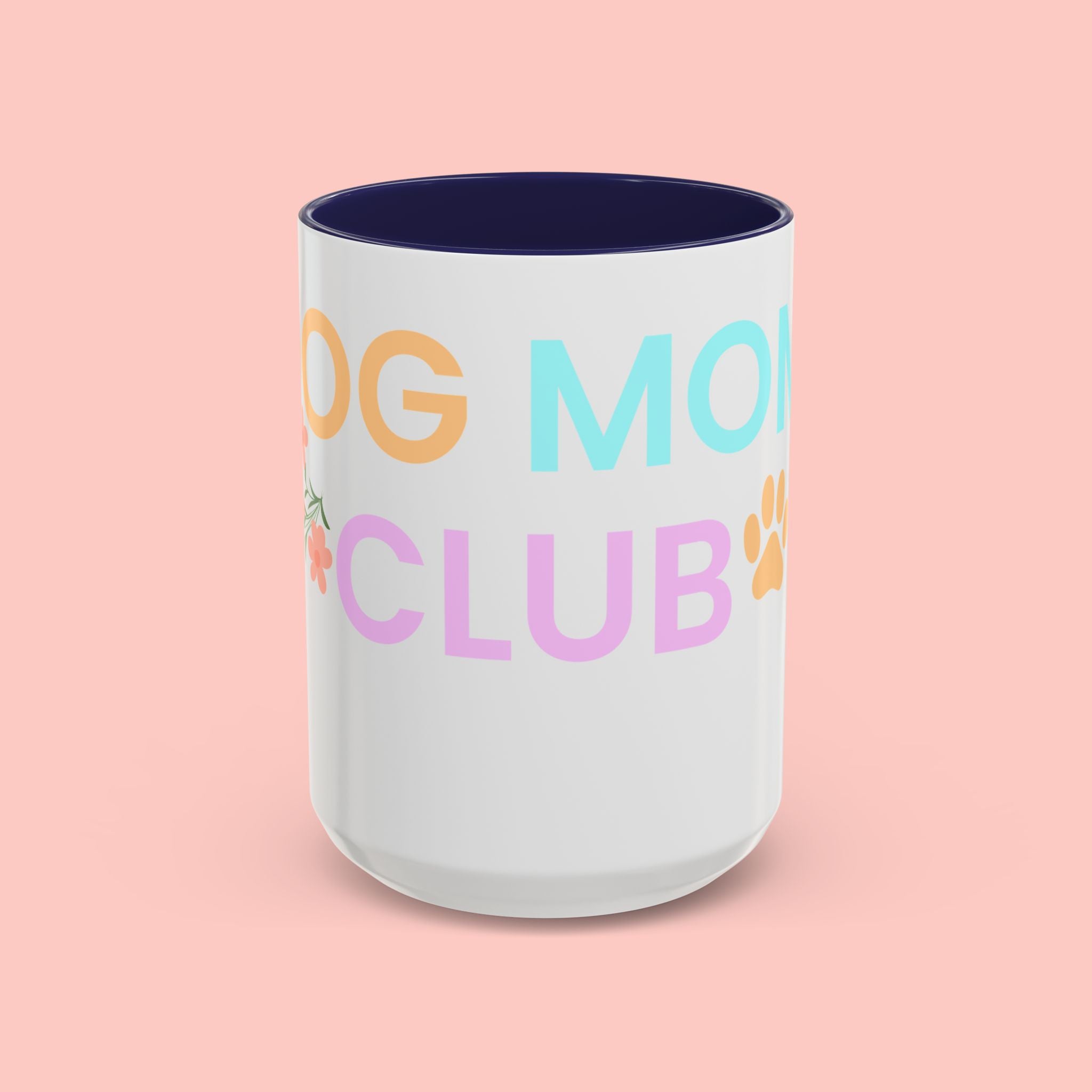 Dog Mom Club Accent Coffee Mug – Colorful Paw Print 11/15oz