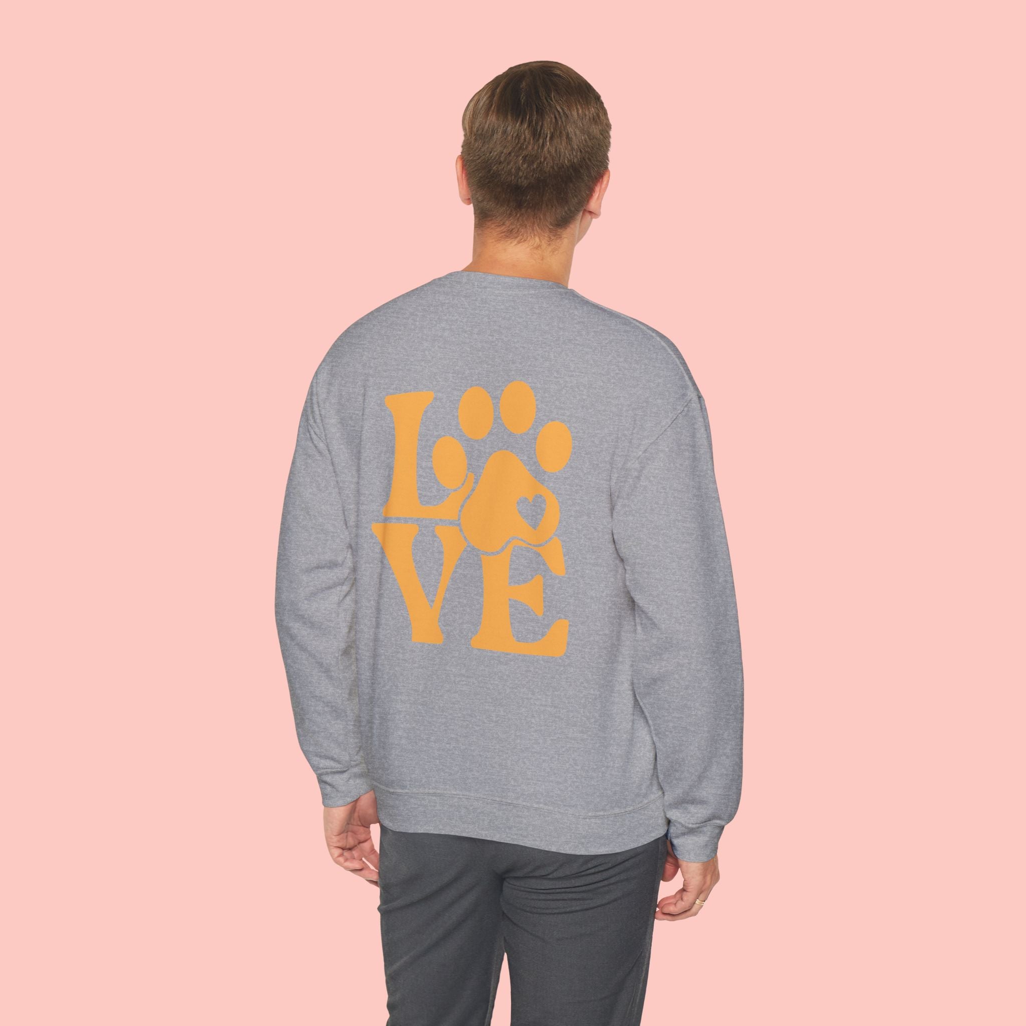Crewneck Sweatshirt - 'LOVE' Paw Print Graphic | Pet Lover Pullover