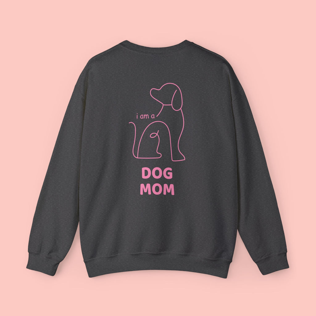 Dog Mom Crewneck Sweatshirt — Pink Minimalist Dog Outline