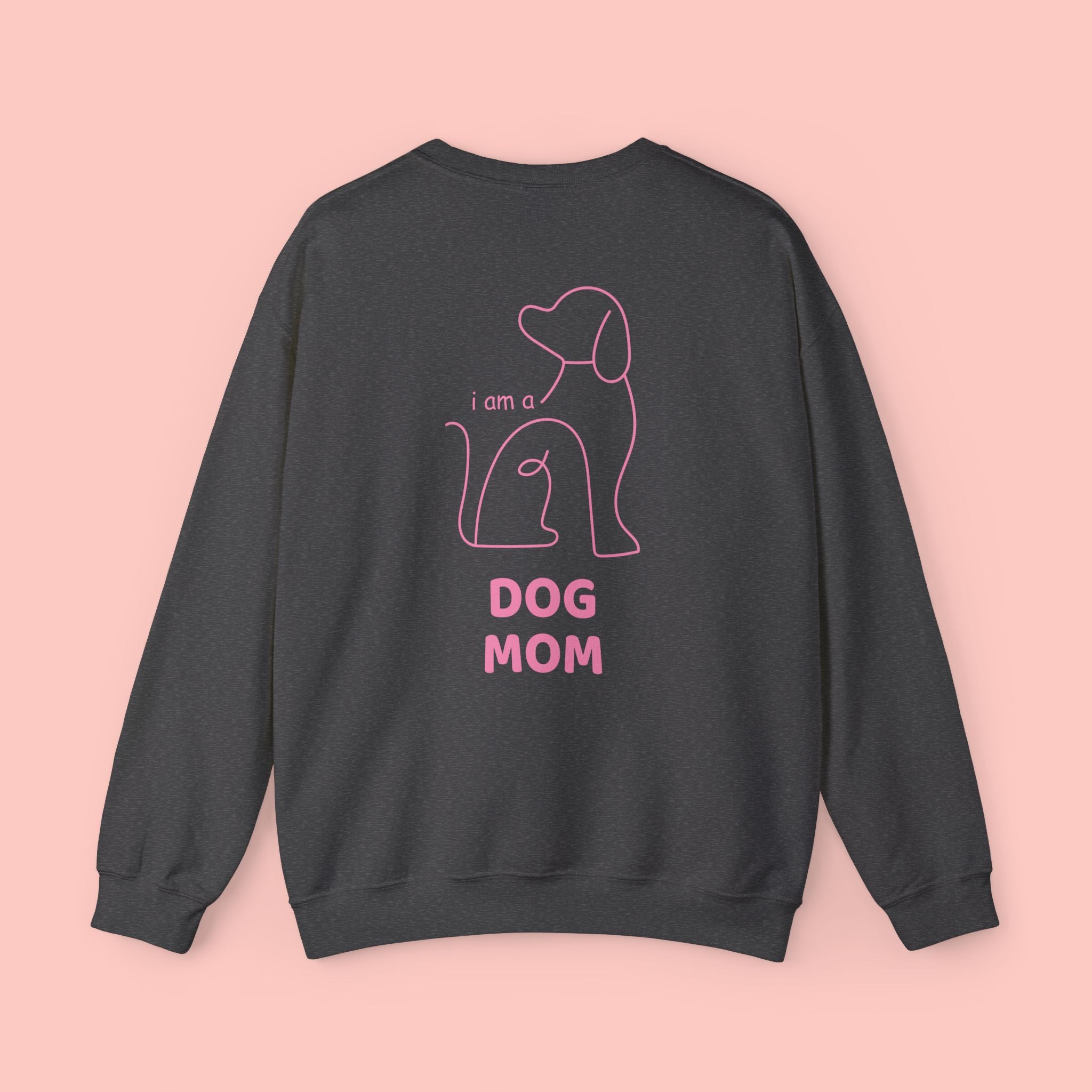 Dog Mom Crewneck Sweatshirt — Pink Minimalist Dog Outline
