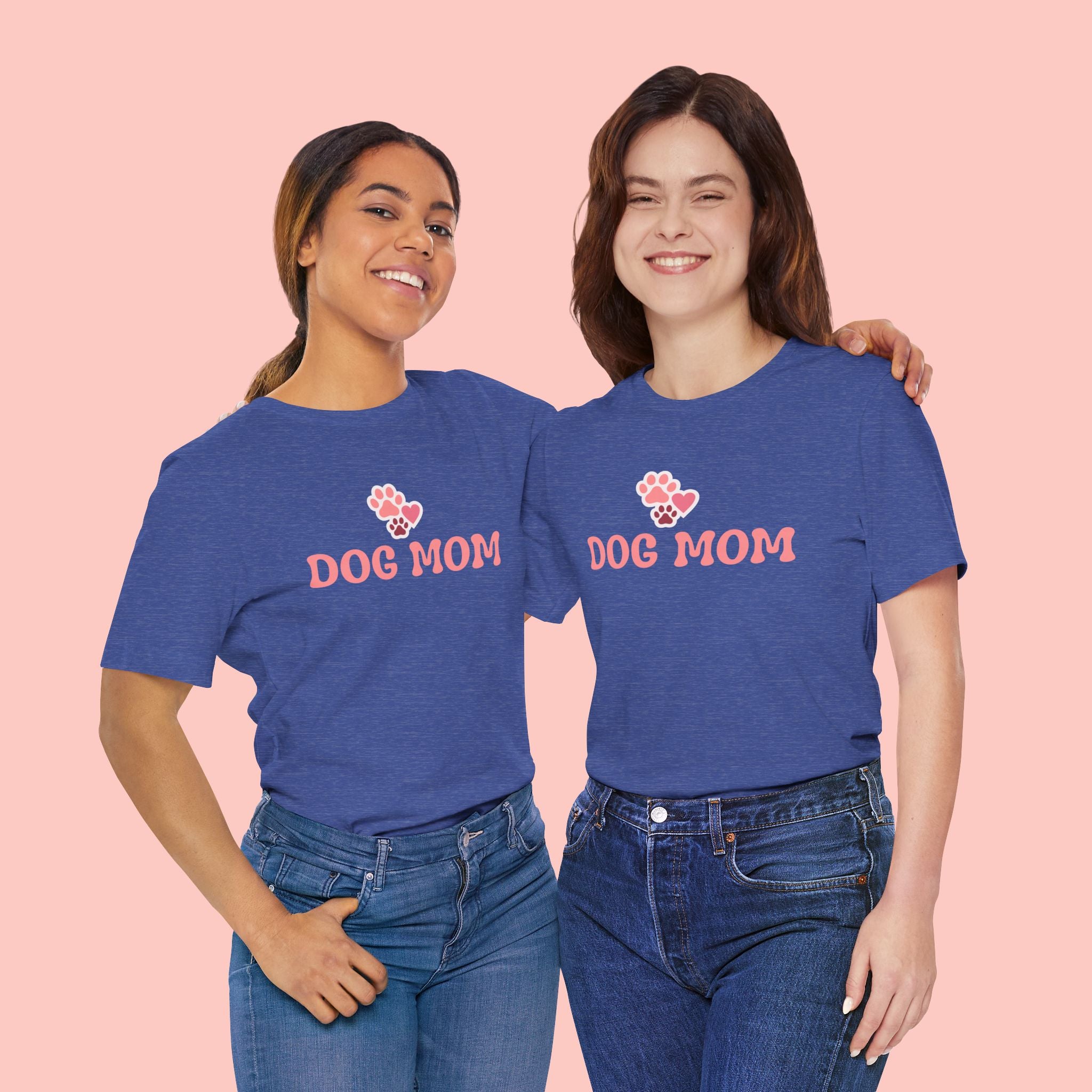 Dog Mom T-Shirt — Pink Paw Graphic Tee for Dog Lovers
