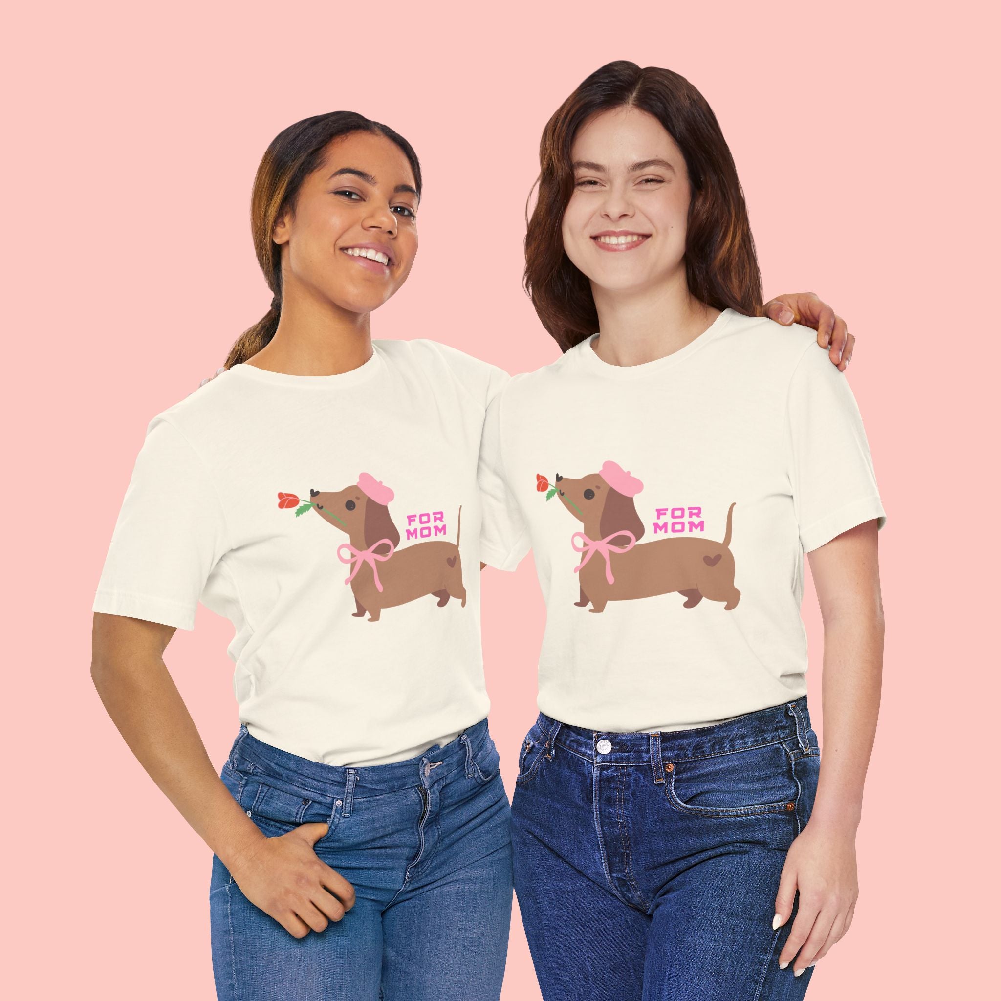 Mommy’s Dachshund Tee – Cute Dog with Rose “For Mom” Shirt