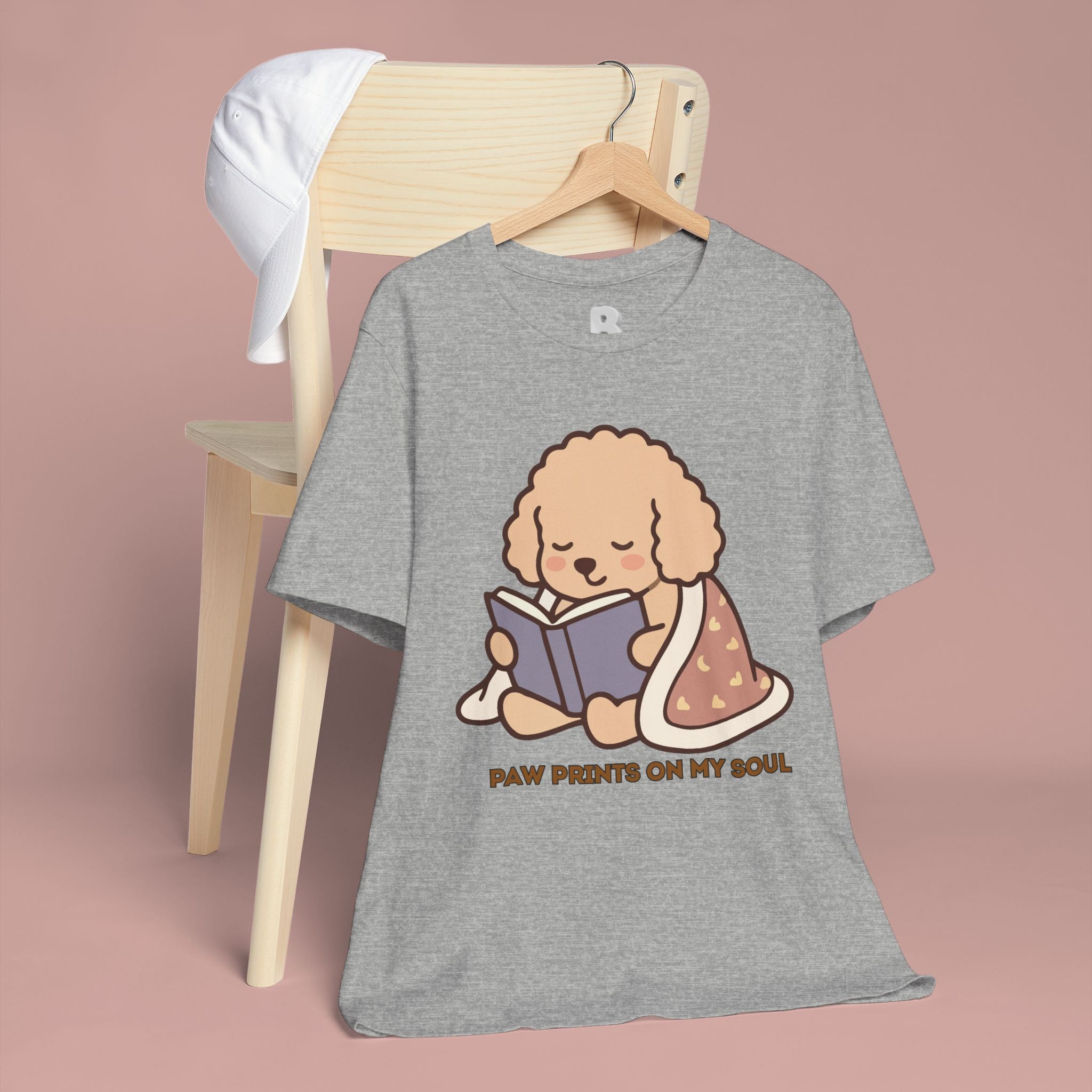 Paw Prints On My Soul T‑Shirt — Cute Reading Puppy Graphic Tee