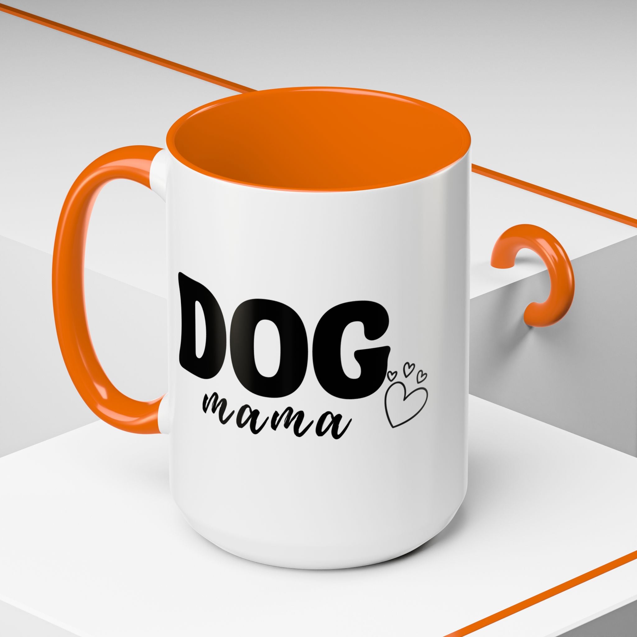 Dog Mama Accent Coffee Mug — Cute Black & White Pet Lover Gift (11/15oz)