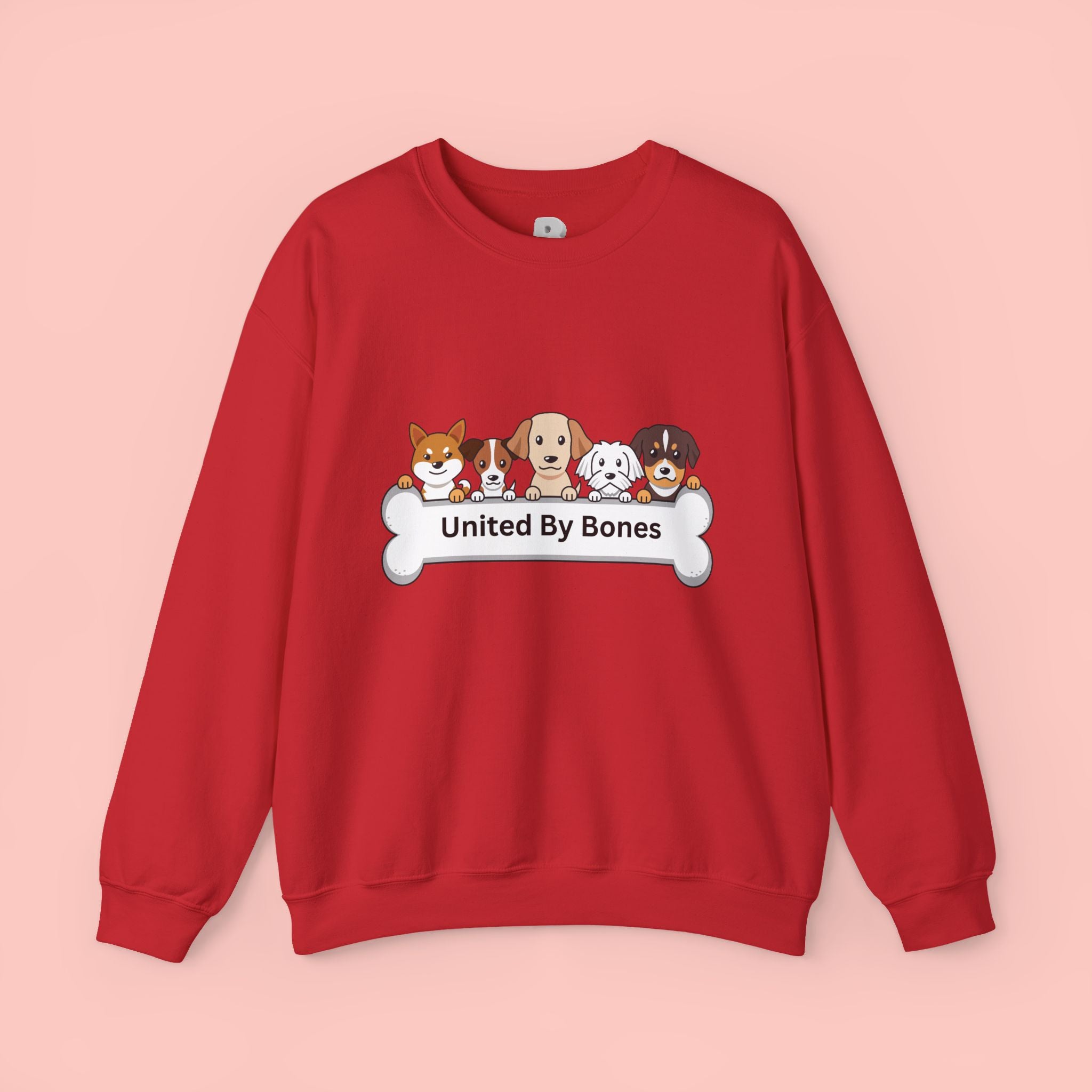 Dog Crewneck Sweatshirt — "United By Bones" Cute Puppy Graphic