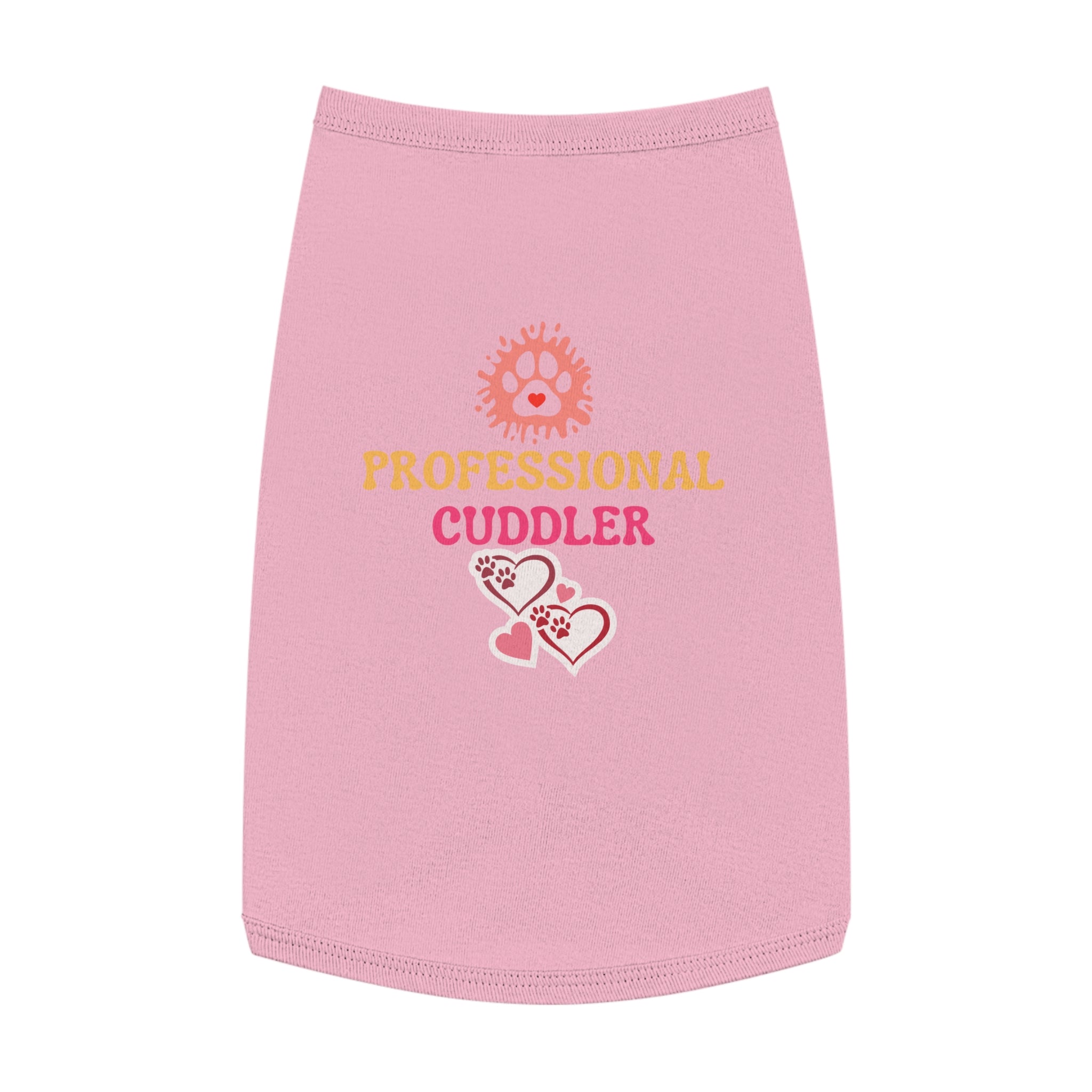 Professional Cuddler Pet Tank Top — Cute Paw Heart Dog & Cat Shirt for Small Pets