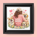 Dog Mom Canvas Print — Framed Matte Wall Art with Cute Dogs & Hearts