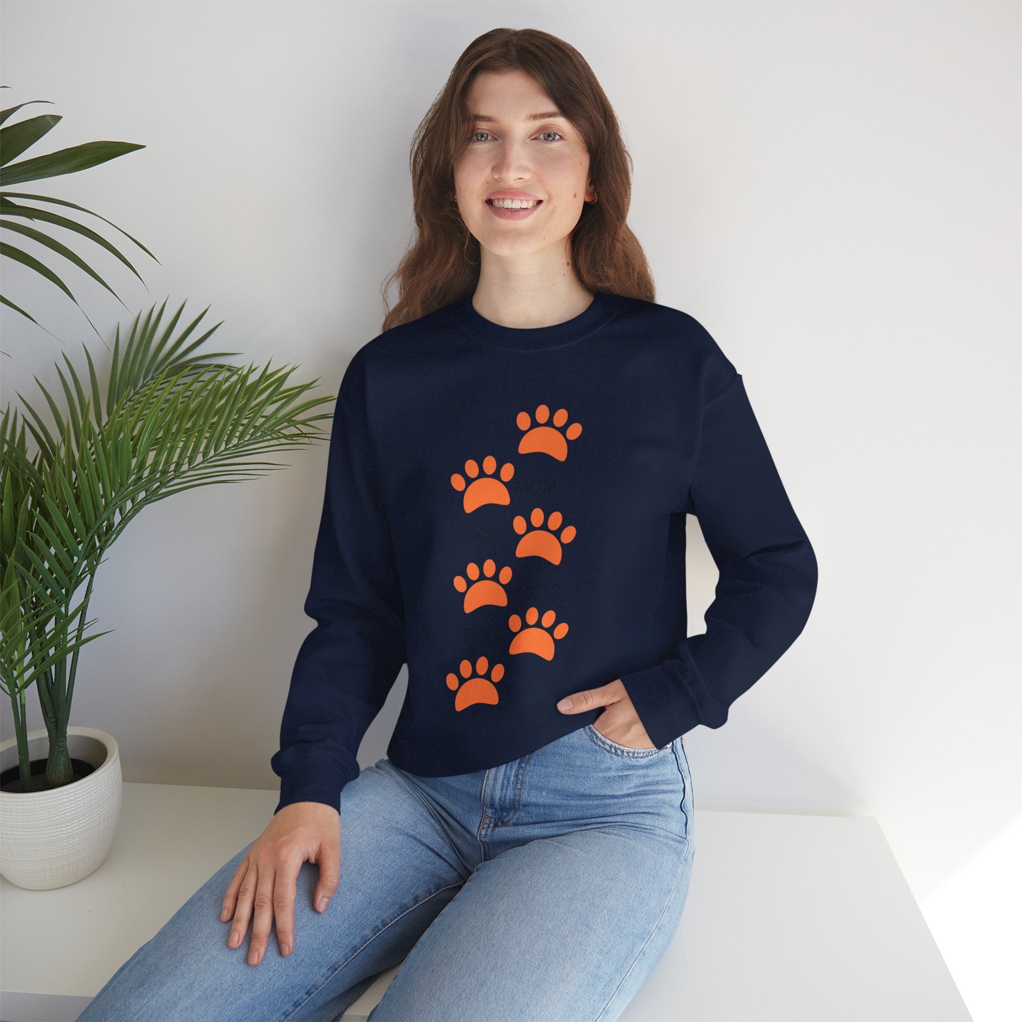 Dog Mom Paw Print Sweatshirt — Cute Pet Lover Crewneck