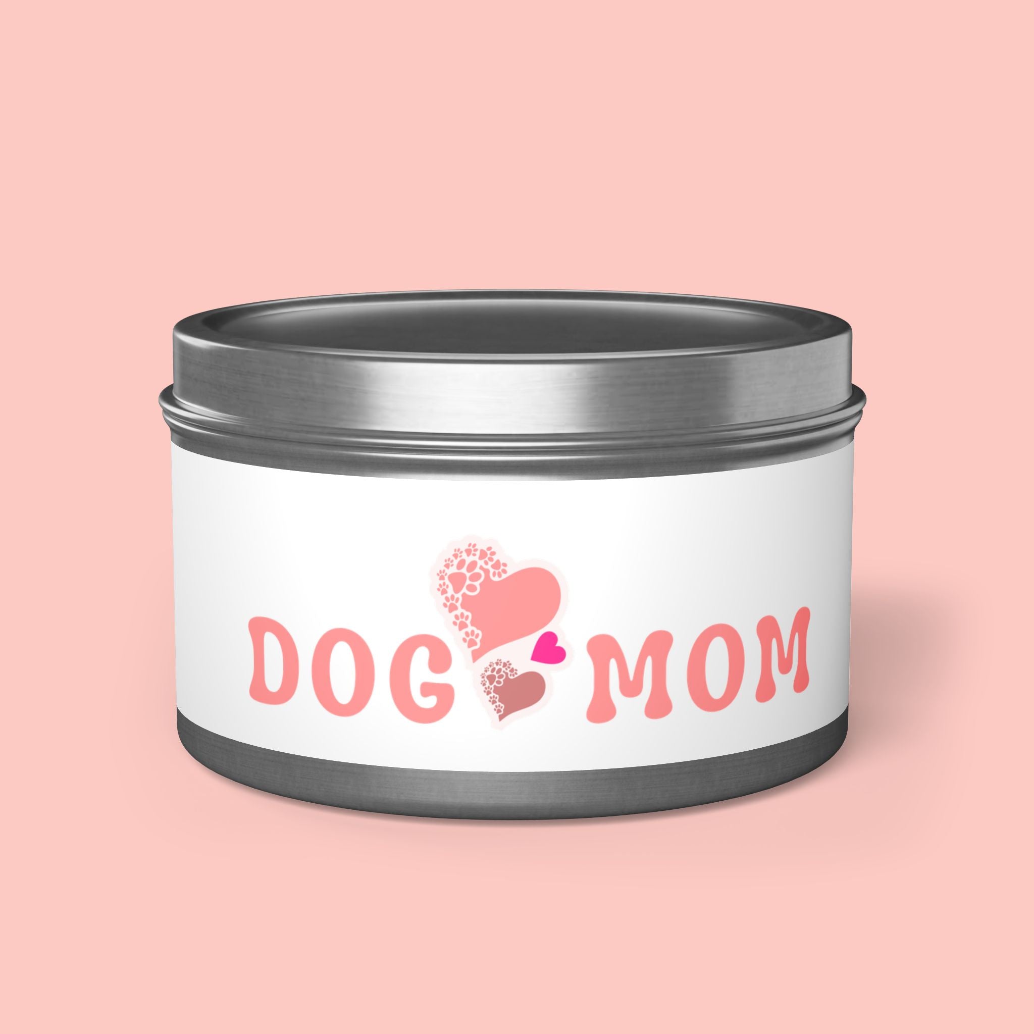 Dog Mom Tin Candle — Heart Paw Scented Travel Candle (Perfect Gift for Dog Lovers)