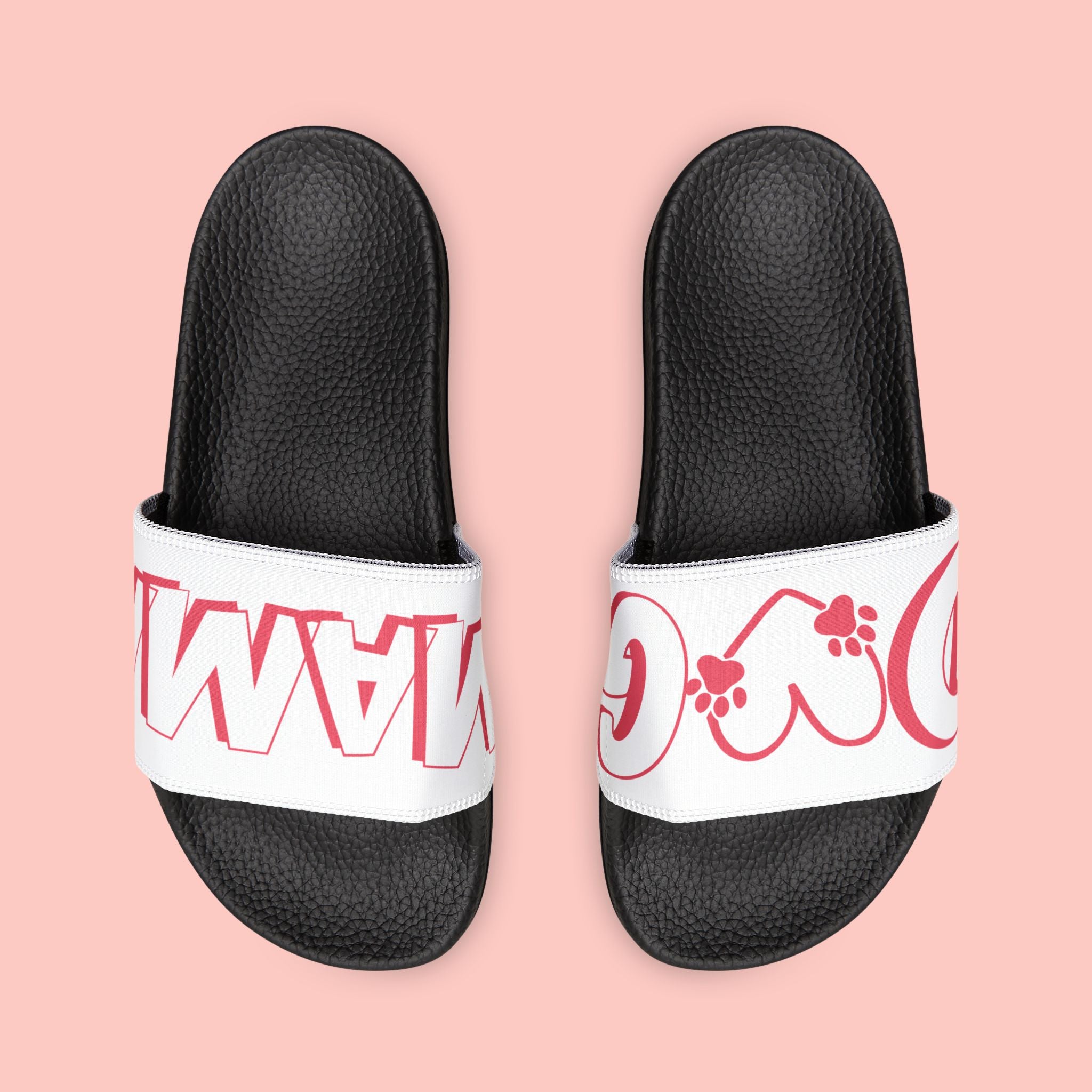 Sandals — 'Dog Mama' White Removable-Strap Slide Sandals