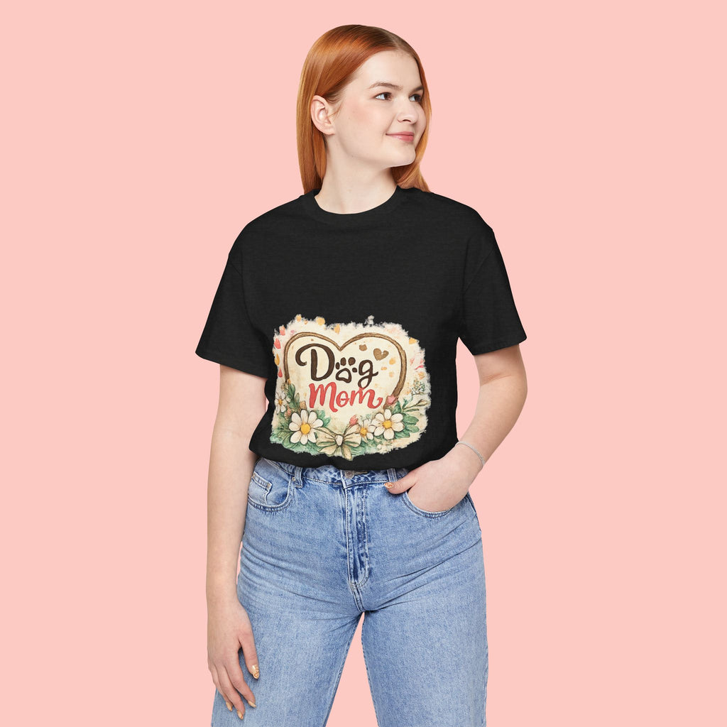 Dog Mom T-Shirt – Floral Paw Heart Graphic Tee