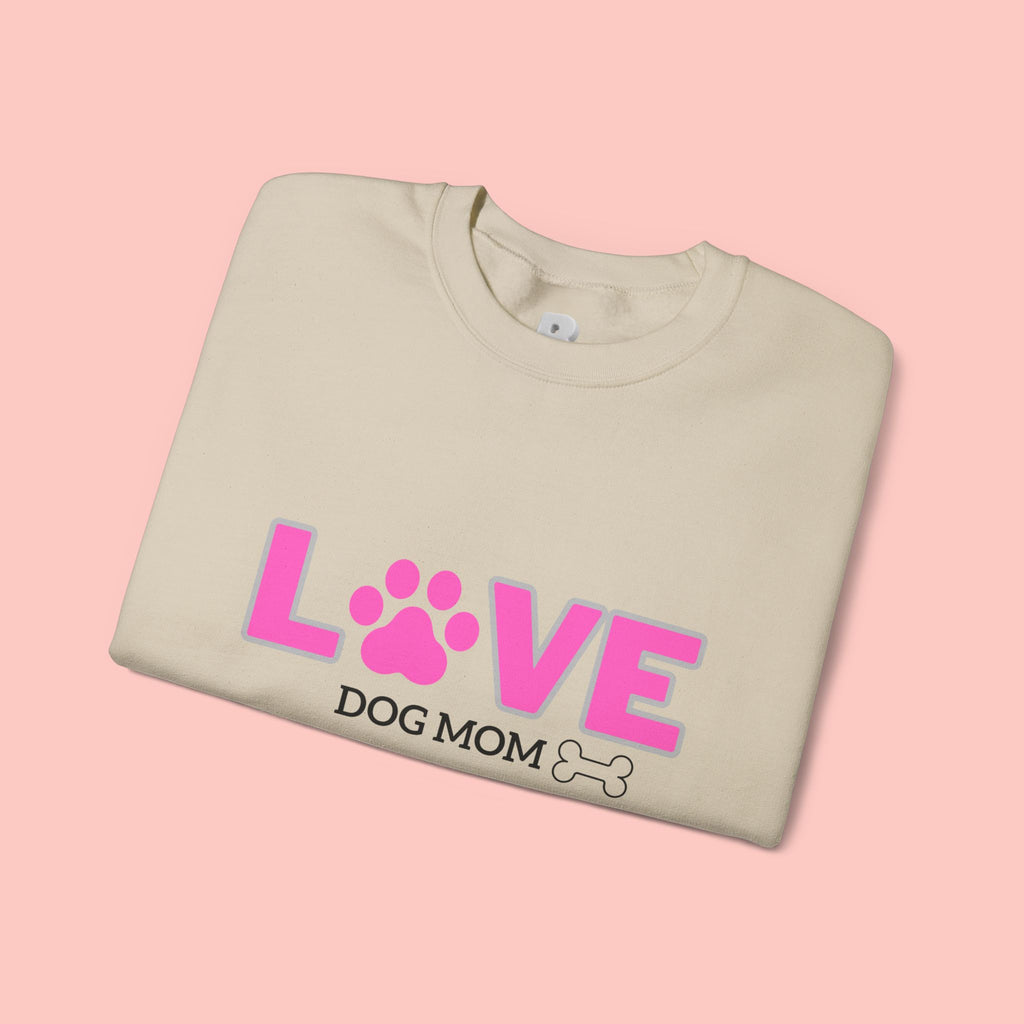 Dog Mom Love Crewneck Sweatshirt — Pink Paw Graphic
