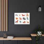Holiday Dogs Canvas Wall Art — Cute Dachshund, Pug & Mixed Breeds in Winter Sweaters