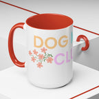 Dog Mom Club Accent Coffee Mug – Colorful Paw Print 11/15oz