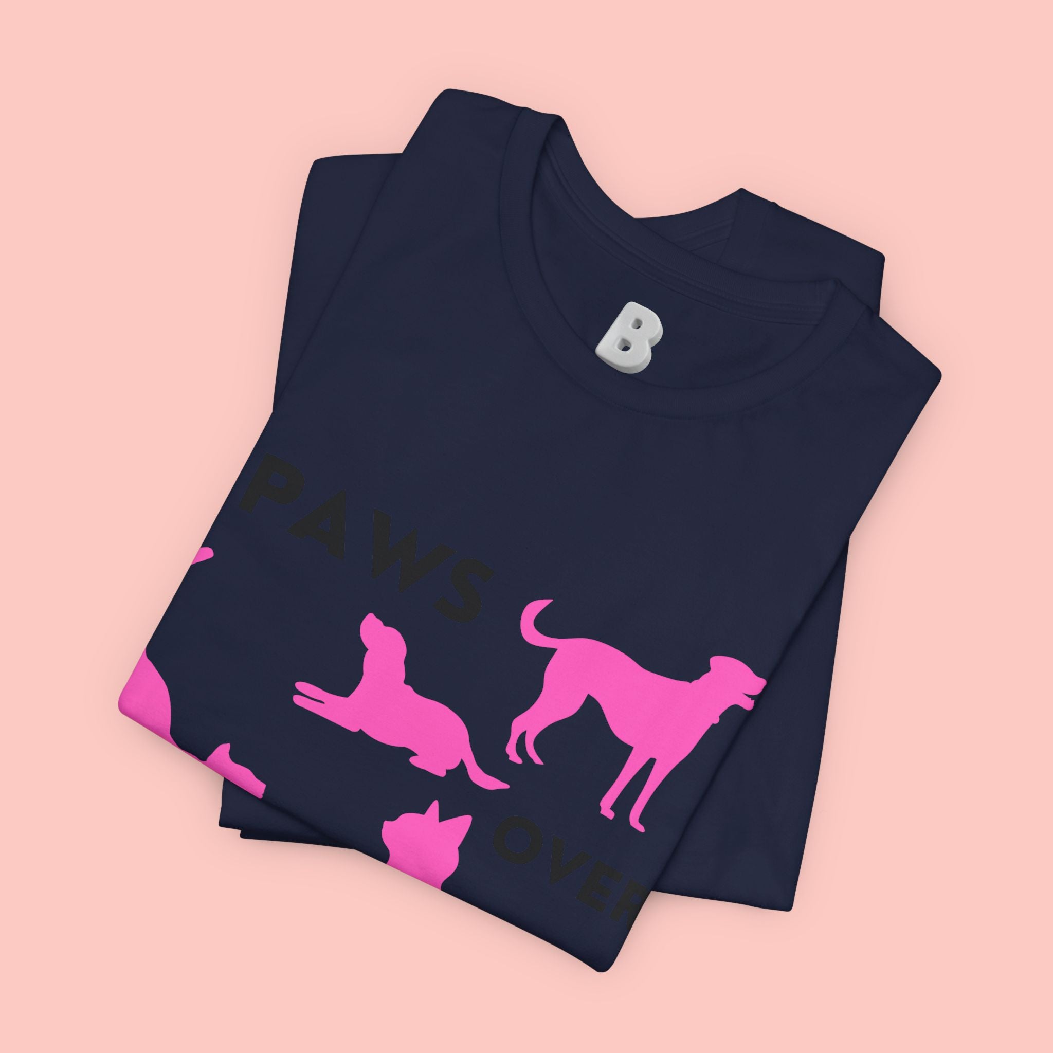 Paws Over People Tee — Pink Cats & Dogs Graphic T-Shirt