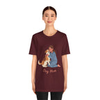 Dog Mom T‑Shirt — Cute Woman Hugging Dog Graphic Tee