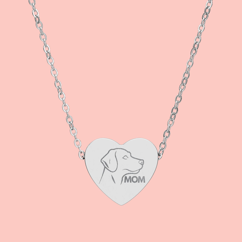 Engraved Dog Mom Heart Necklace