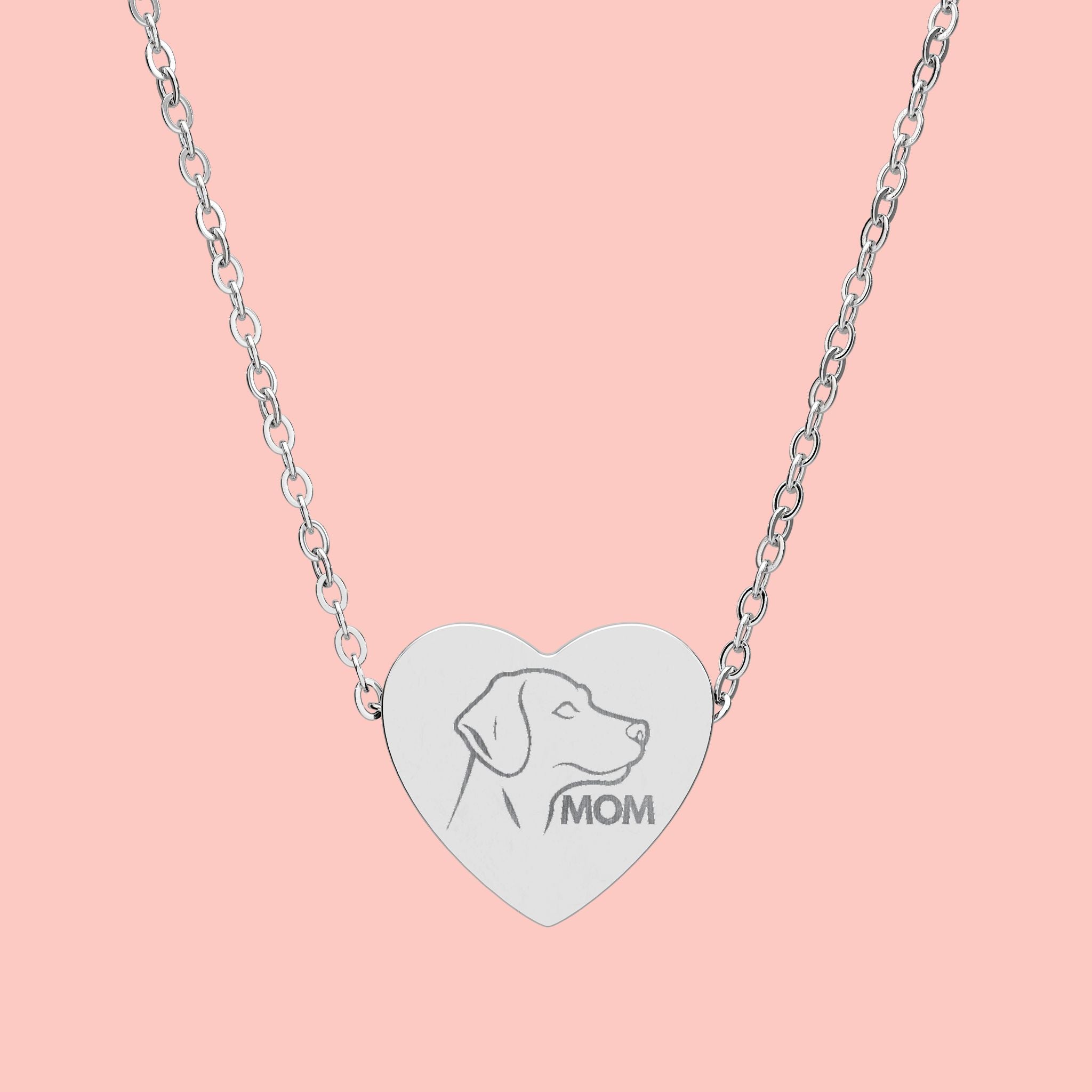 Engraved Dog Mom Heart Necklace