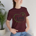 Dog Mom Love T-Shirt — "LOVE Proud Dog Mom" Heart Paw Tee