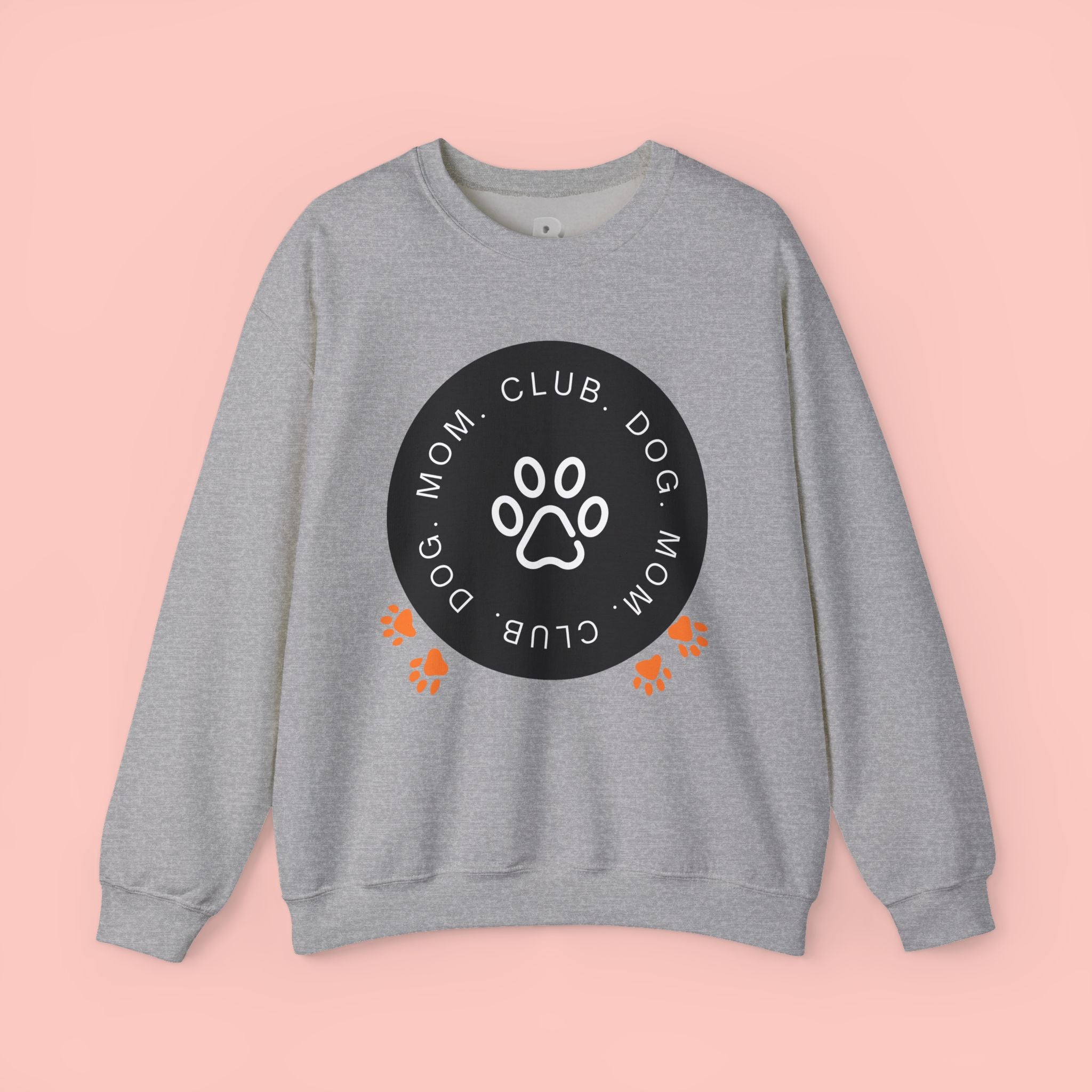 Dog Mom Club Crewneck Sweatshirt — Paw Print Graphic Pullover for Pet Moms