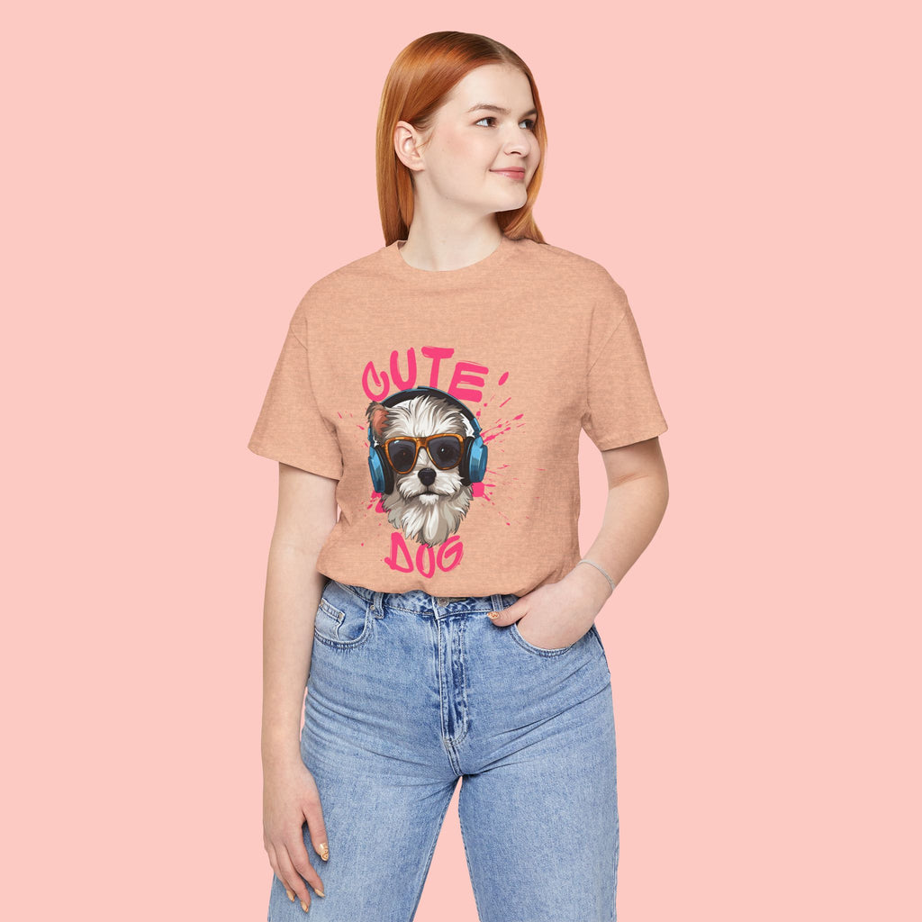 Cute Dog Tee — Headphones Puppy Graphic T-Shirt