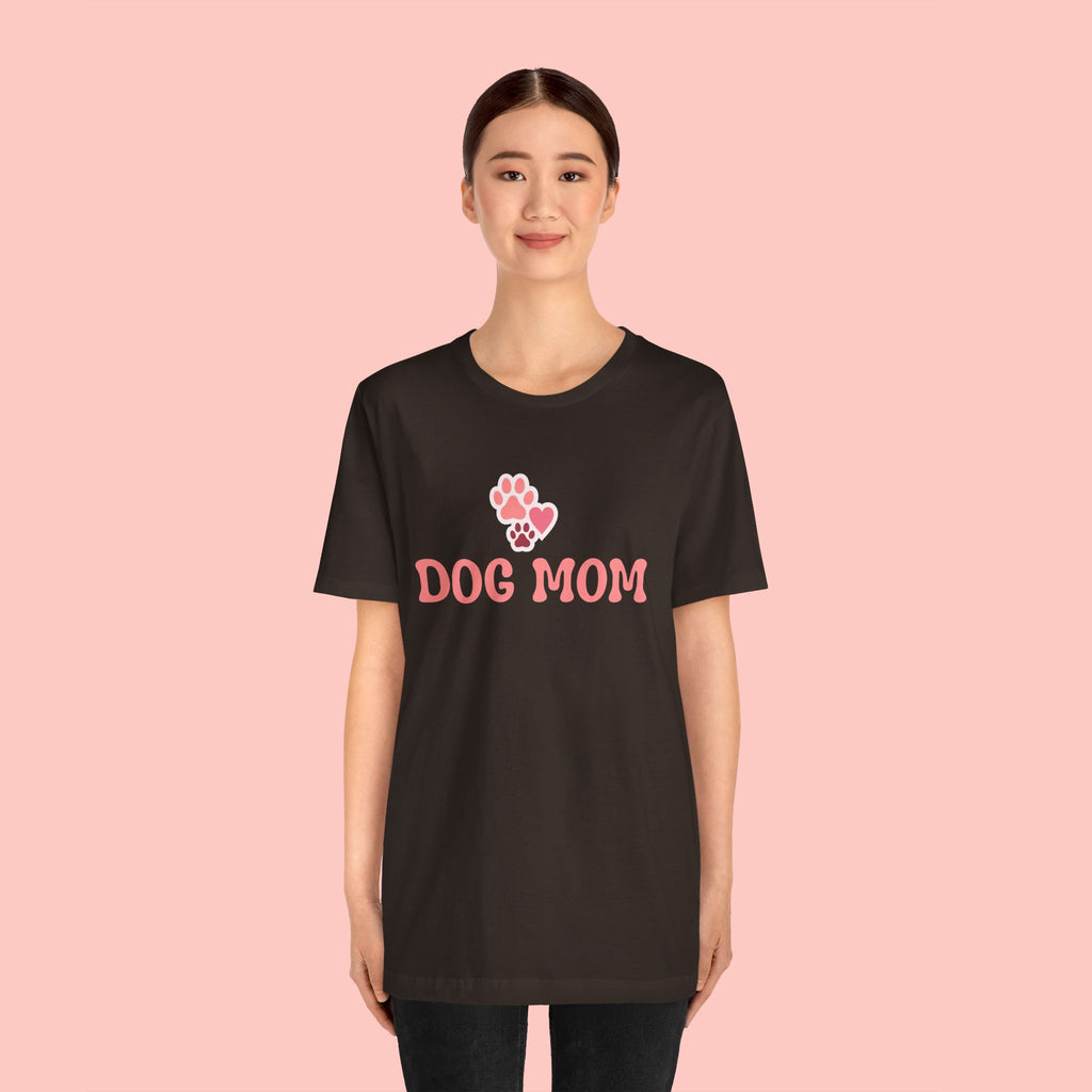 Dog Mom T-Shirt — Pink Paw Graphic Tee for Dog Lovers