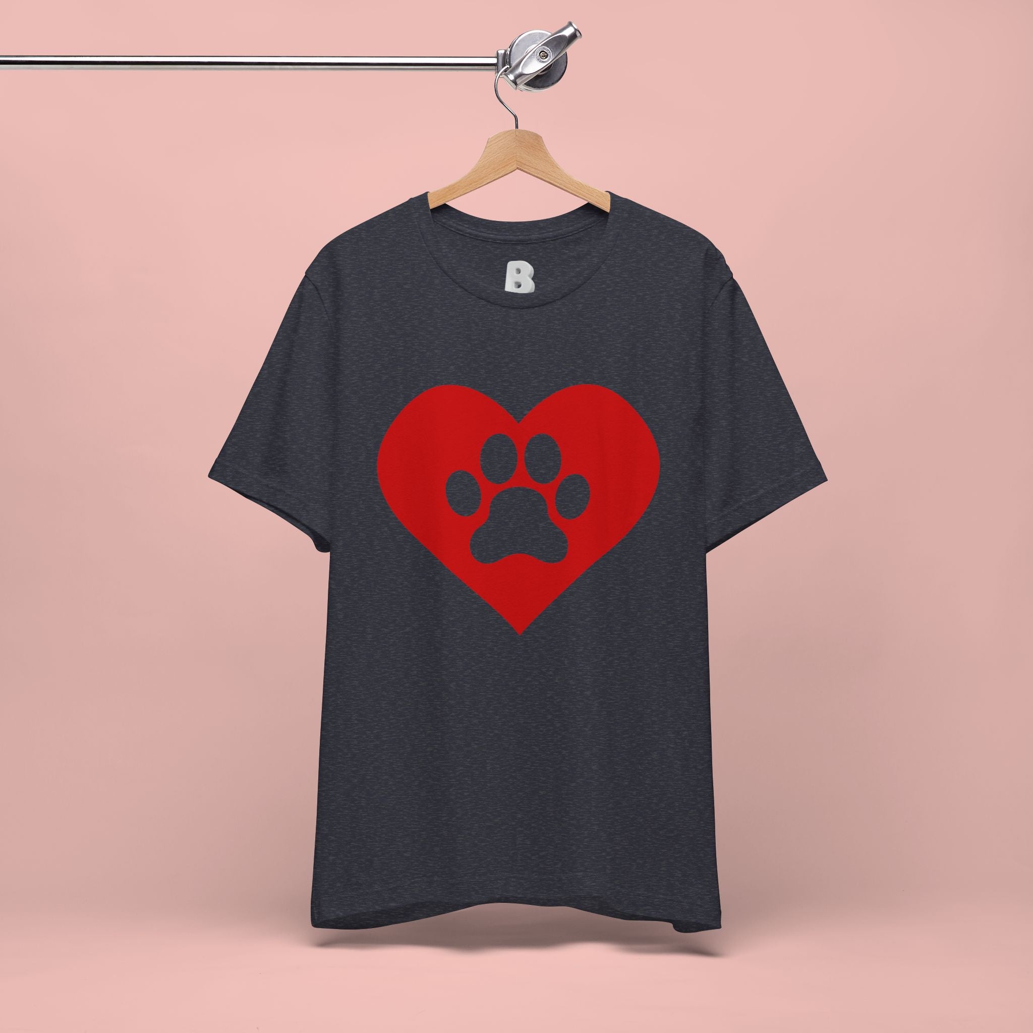 Pet Lover T-Shirt — Red Heart Paw Print Tee