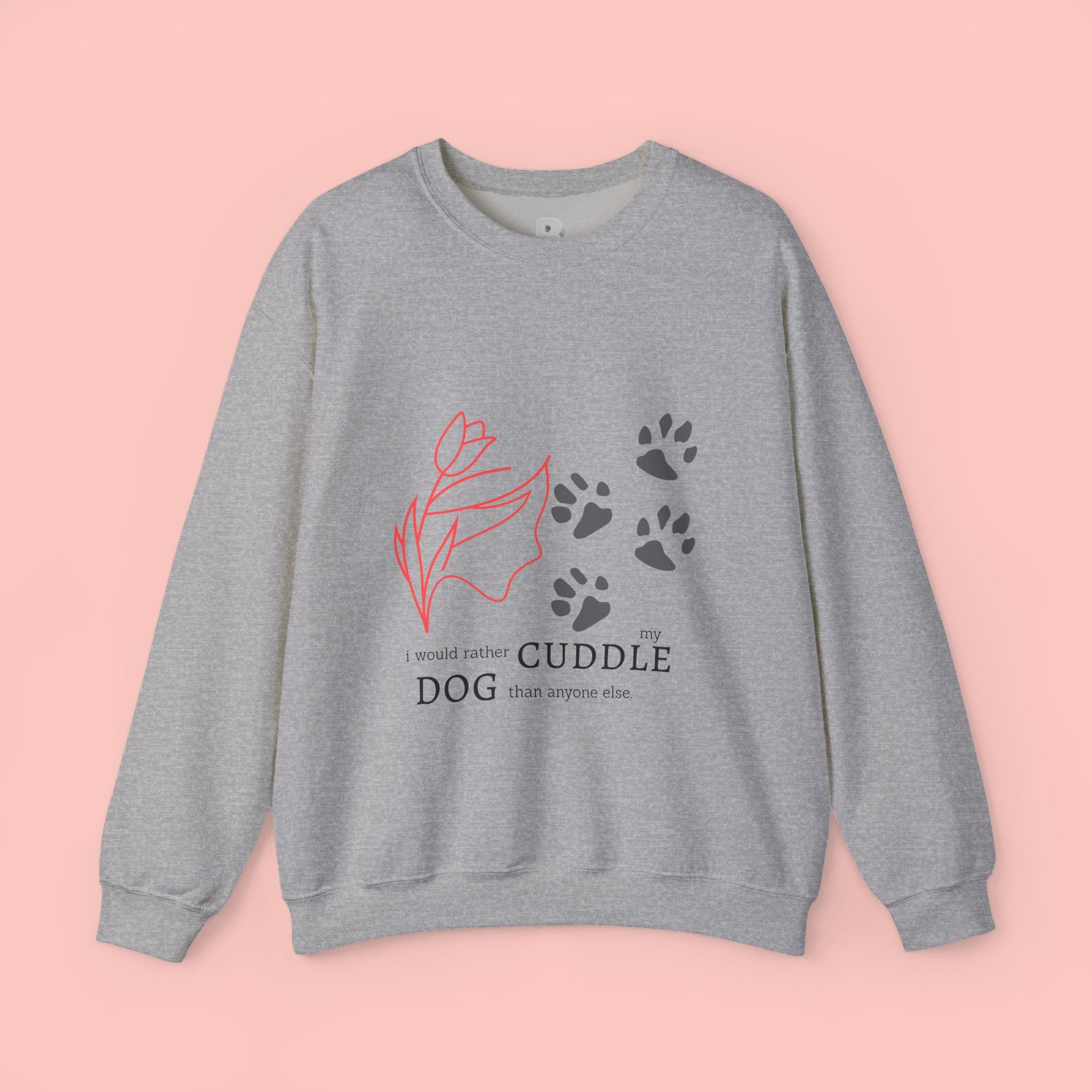 Dog Cuddle Crewneck Sweatshirt – Paw Print & Floral Cozy Pullover