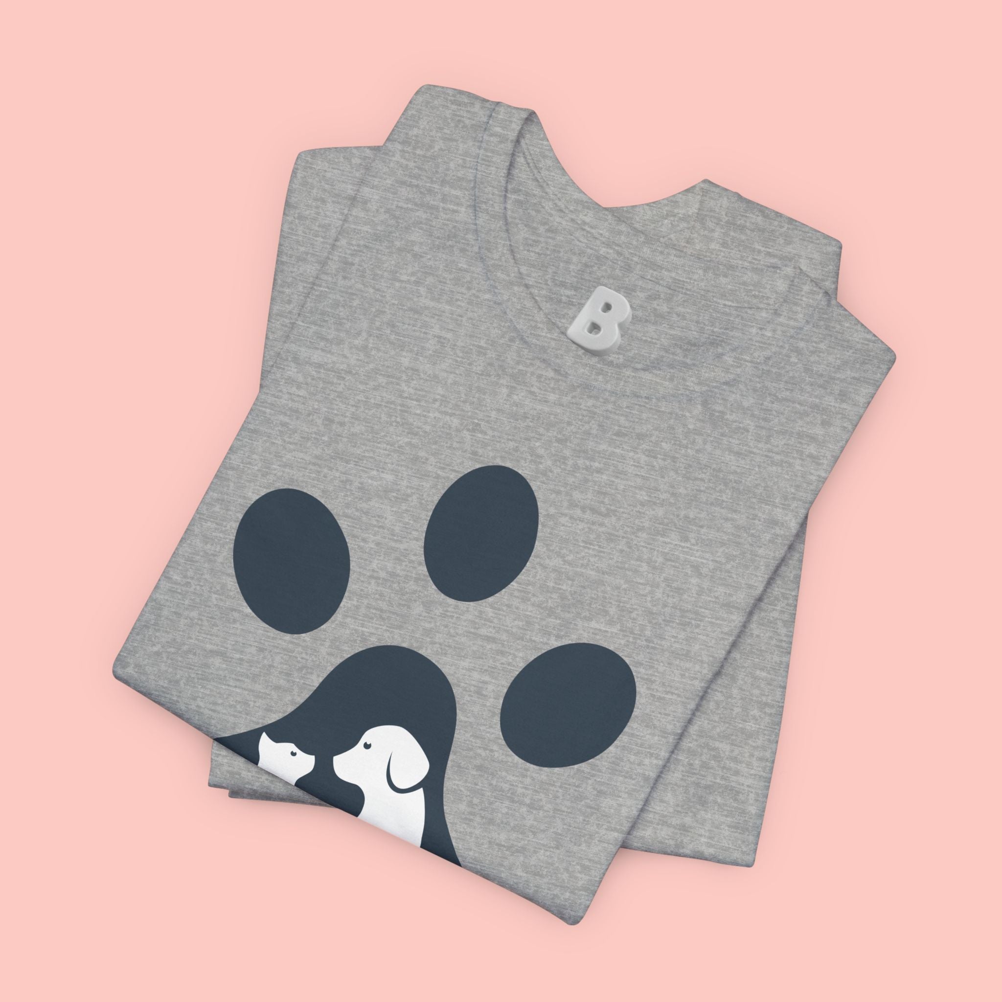 Dog Mom T‑Shirt — Paw Print with Dog & Puppy Graphic