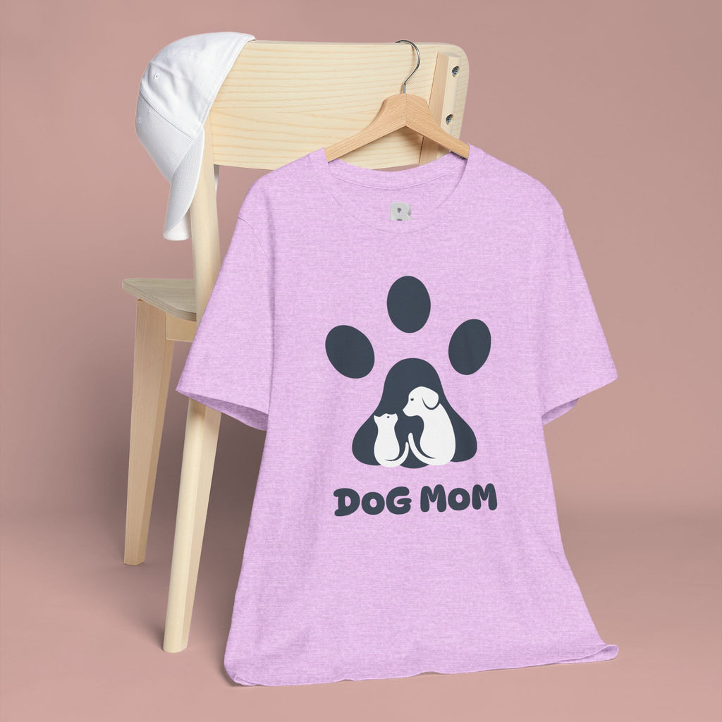 Dog Mom T‑Shirt — Paw Print with Dog & Puppy Graphic