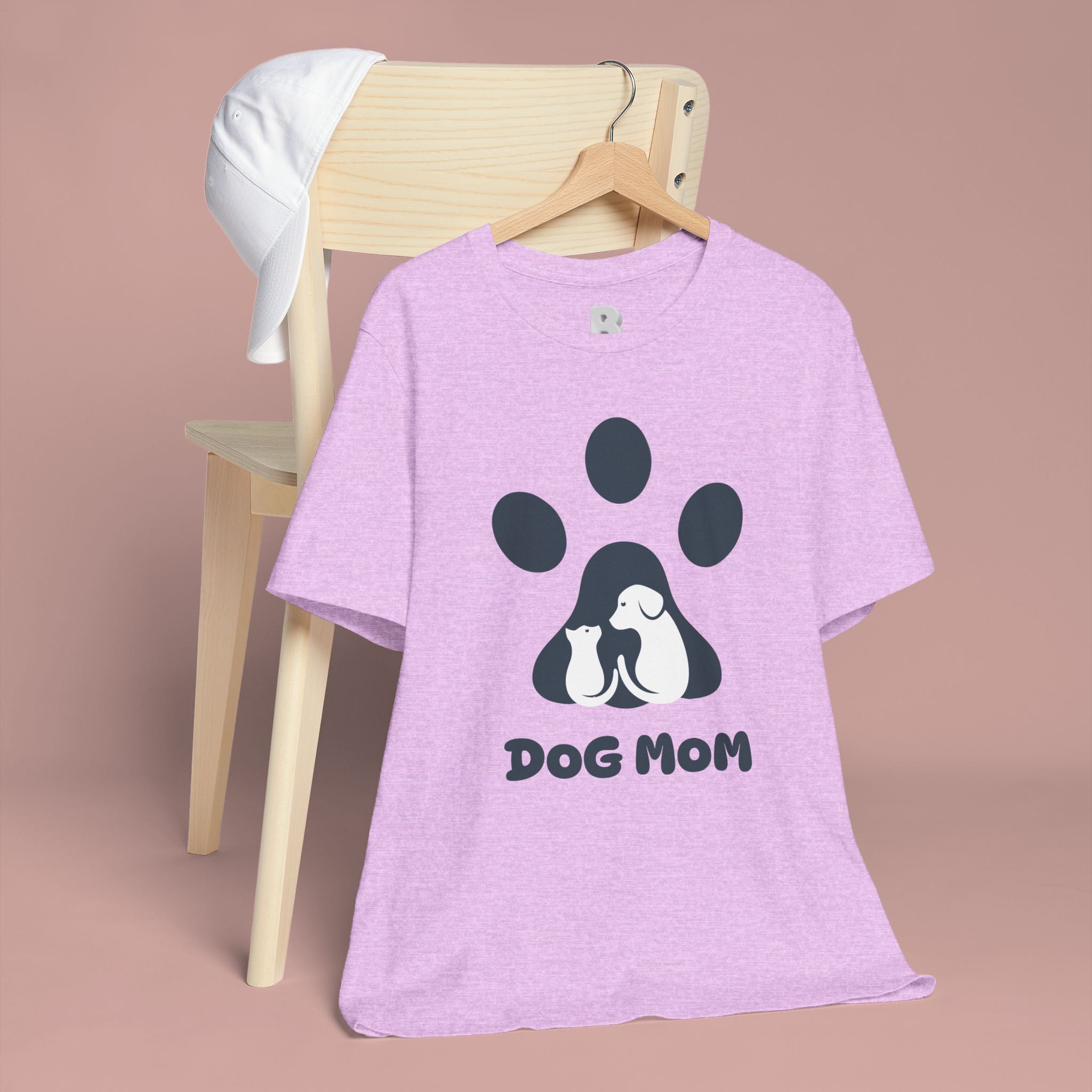 Dog Mom T‑Shirt — Paw Print with Dog & Puppy Graphic