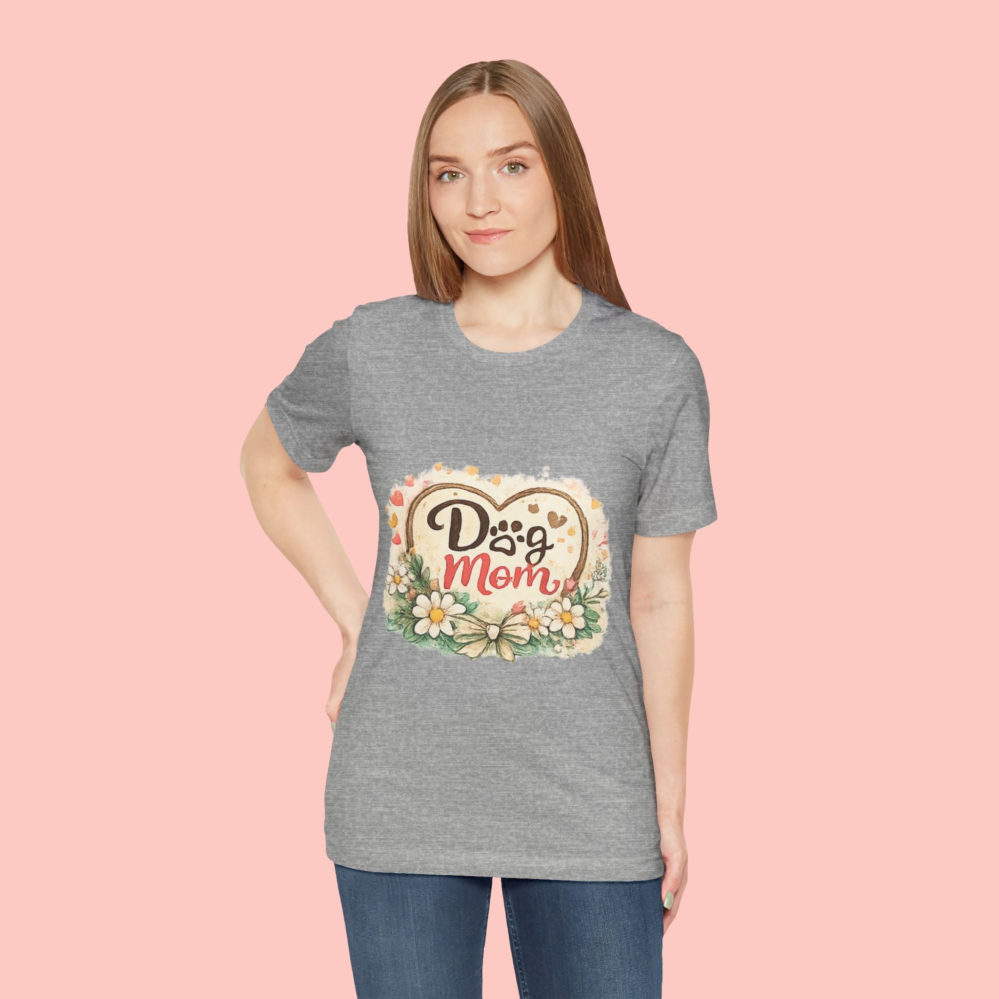 Dog Mom T-Shirt – Floral Paw Heart Graphic Tee