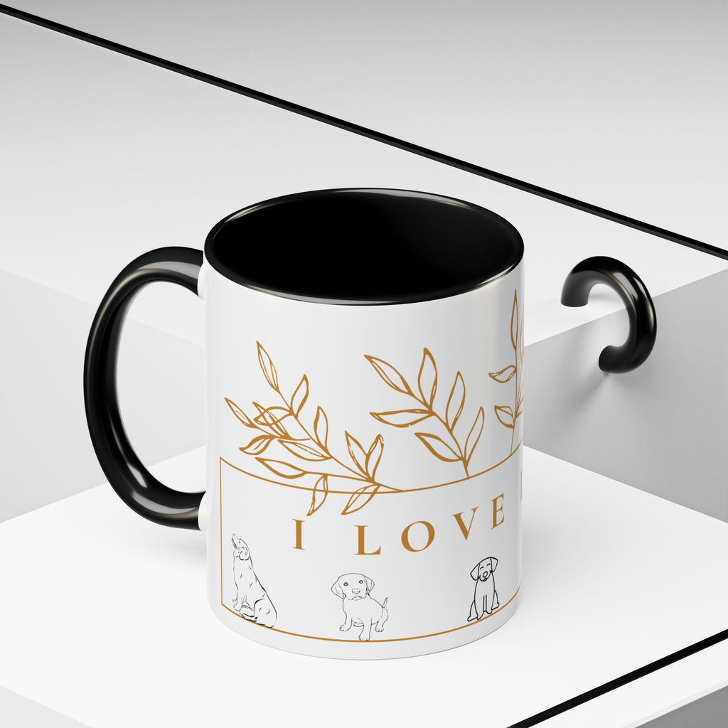 I Love Dogs Accent Coffee Mug — Gold Leaf Dog Lover Ceramic Mug (11oz & 15oz)