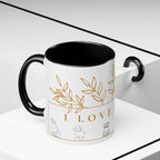 I Love Dogs Accent Coffee Mug — Gold Leaf Dog Lover Ceramic Mug (11oz & 15oz)