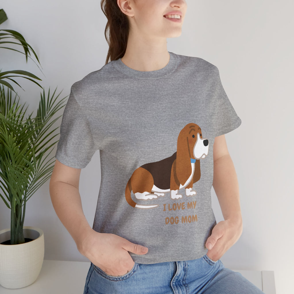 Dog Mom T‑Shirt — Cute Basset Hound I Love My Dog Mom Tee