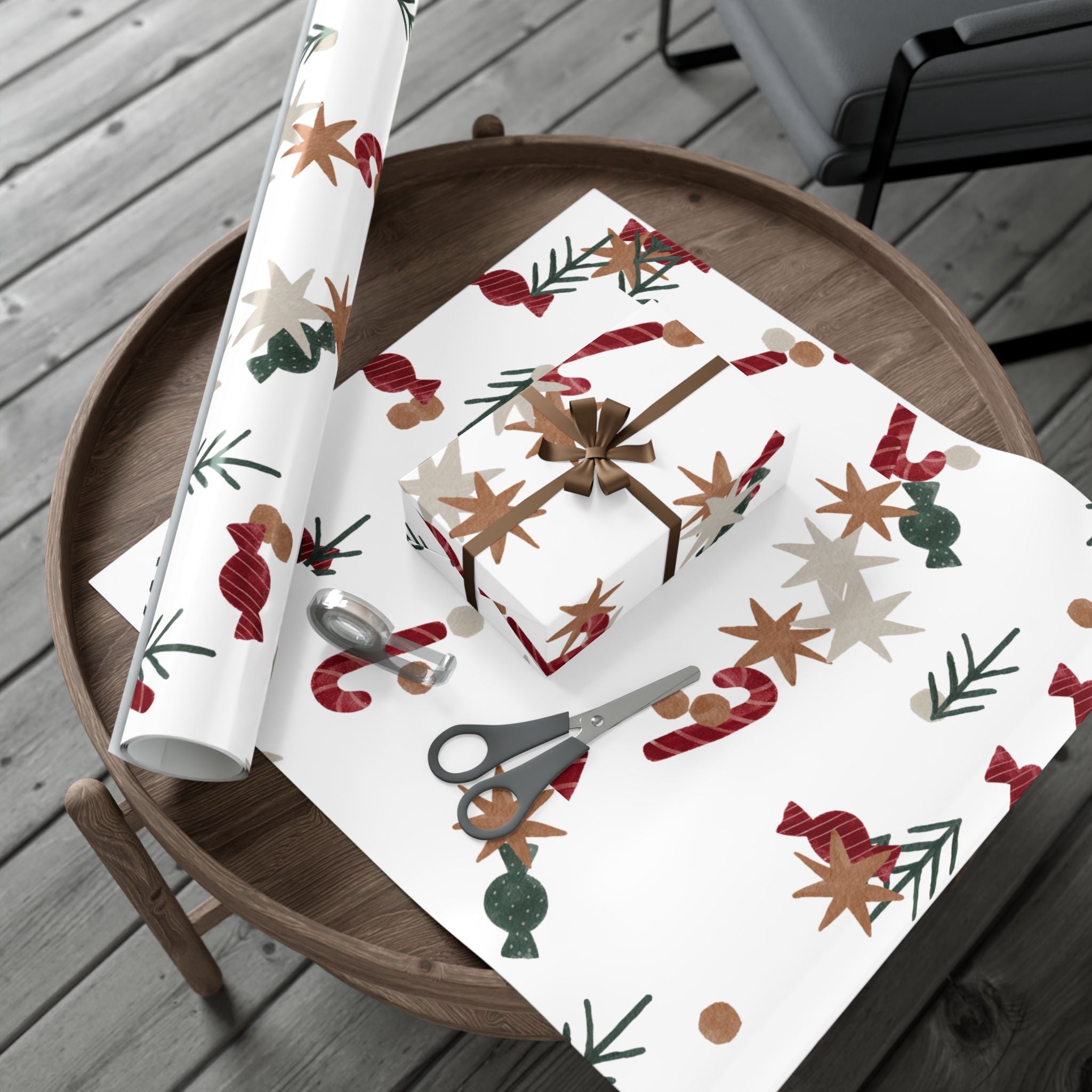 Holiday Candy Cane Gift Wrap Paper