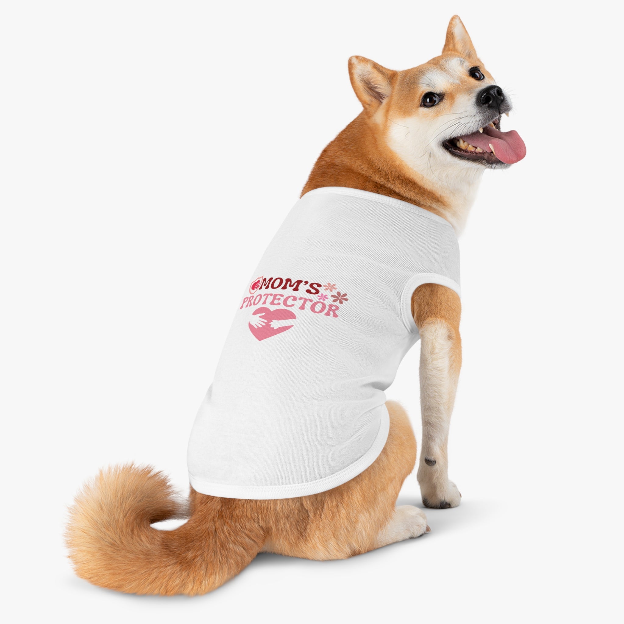 Mom’s Protector Pet Tank Top – Cute Pink Heart Dog Shirt for Mother's Day