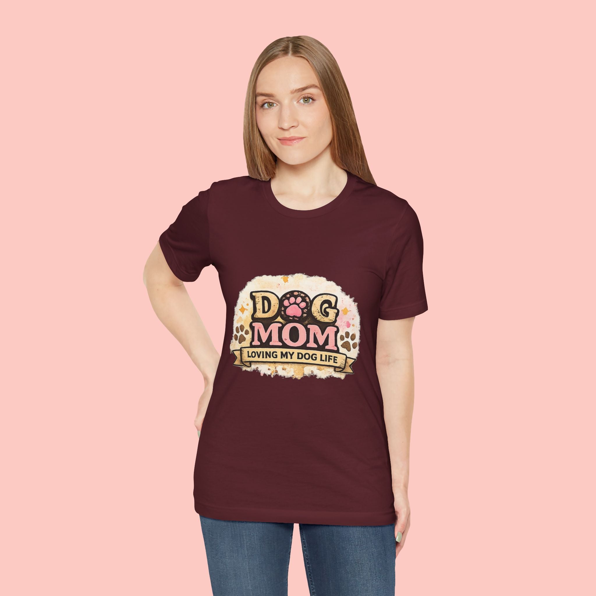 Dog Mom T-Shirt – "Loving My Dog Life" Cute Paw Print Tee for Pet Moms