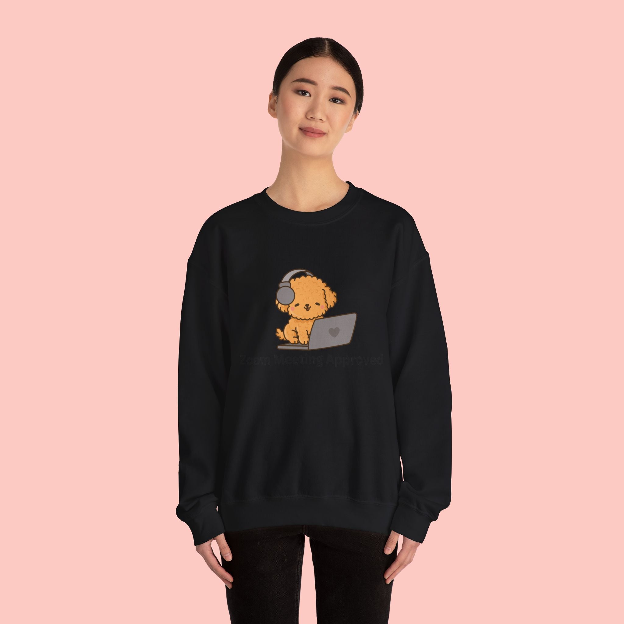 Crewneck Sweatshirt - Cute Puppy "Zoom Meeting Approved" Graphic