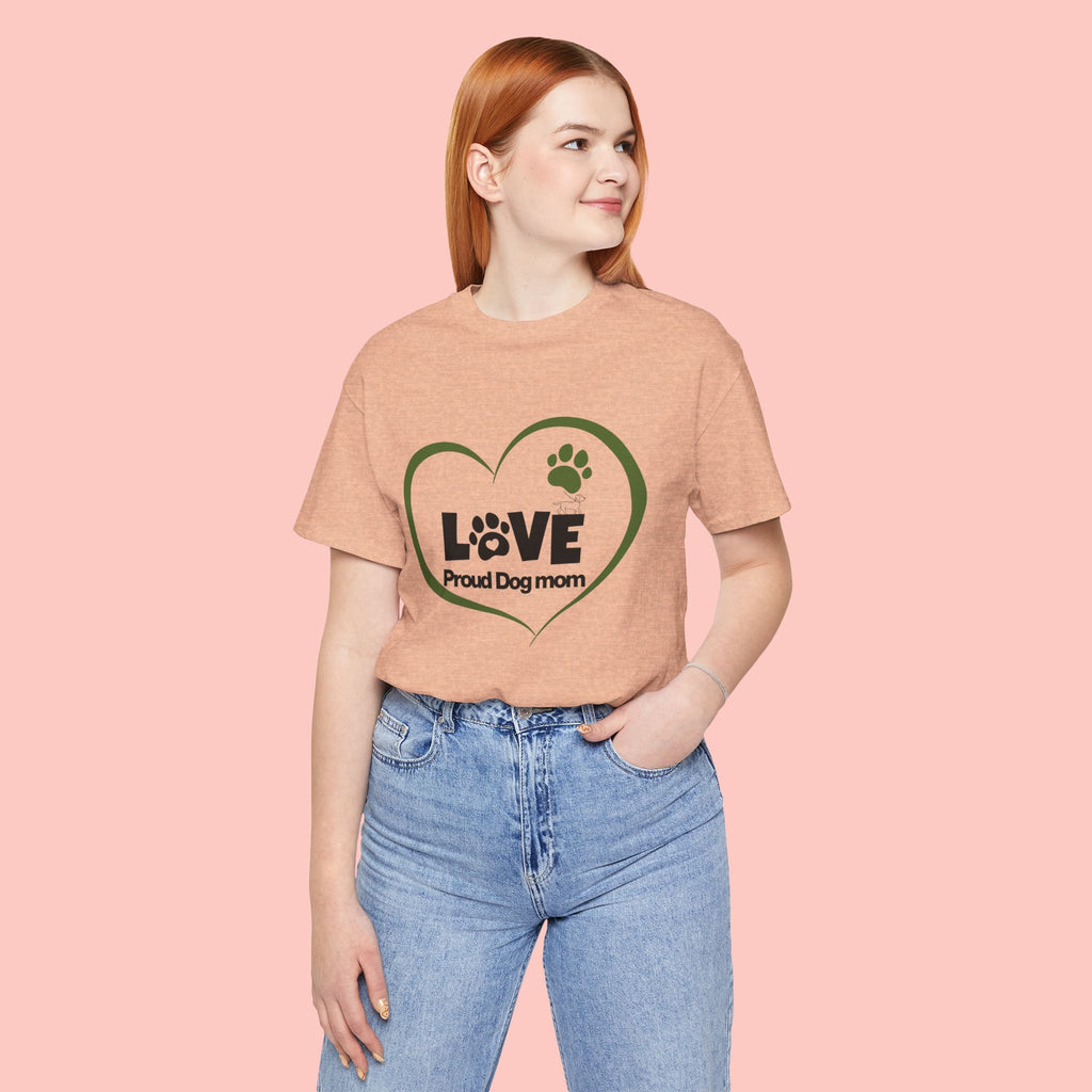 Dog Mom Love T-Shirt — "LOVE Proud Dog Mom" Heart Paw Tee