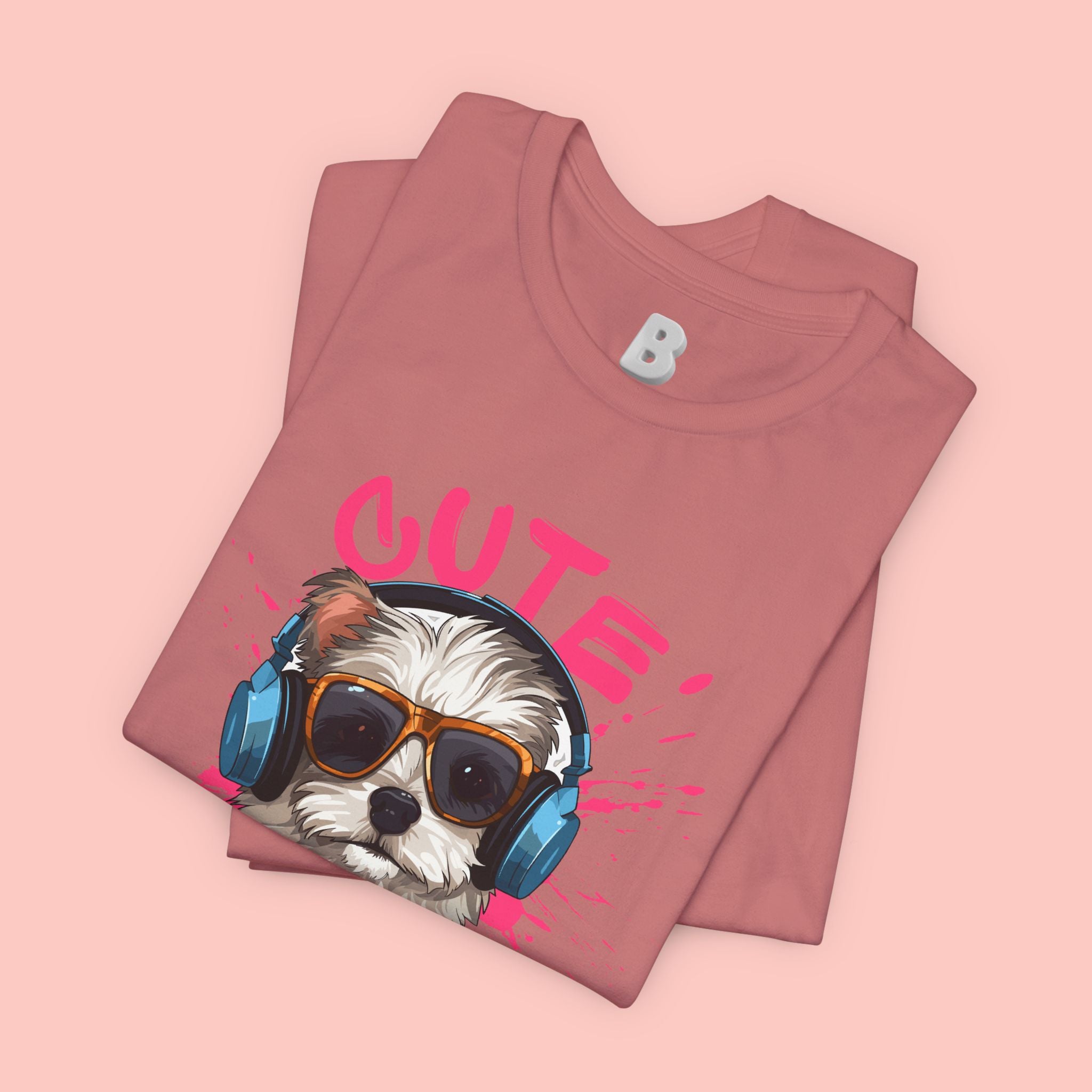 Cute Dog Tee — Headphones Puppy Graphic T-Shirt
