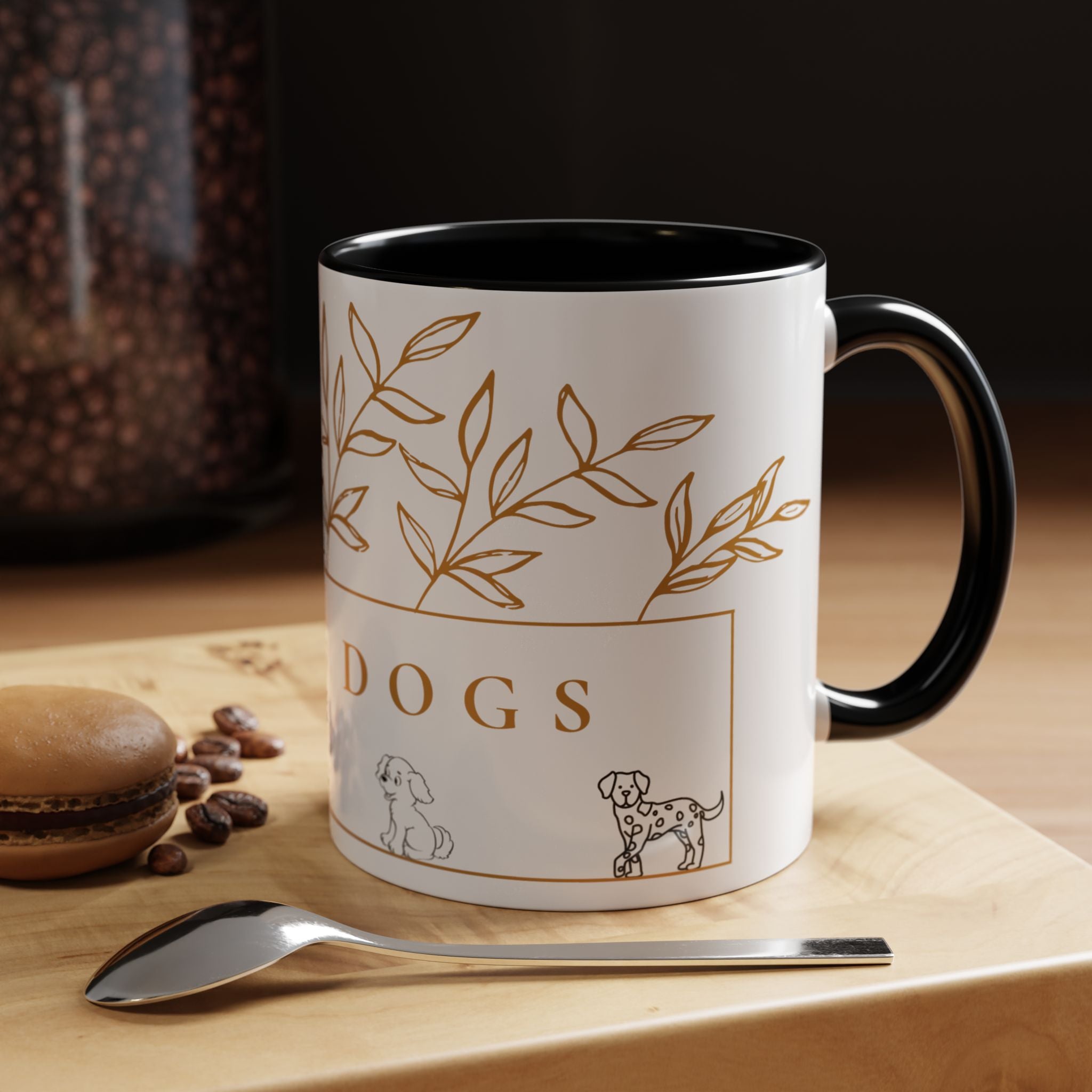 I Love Dogs Accent Coffee Mug — Gold Leaf Dog Lover Ceramic Mug (11oz & 15oz)