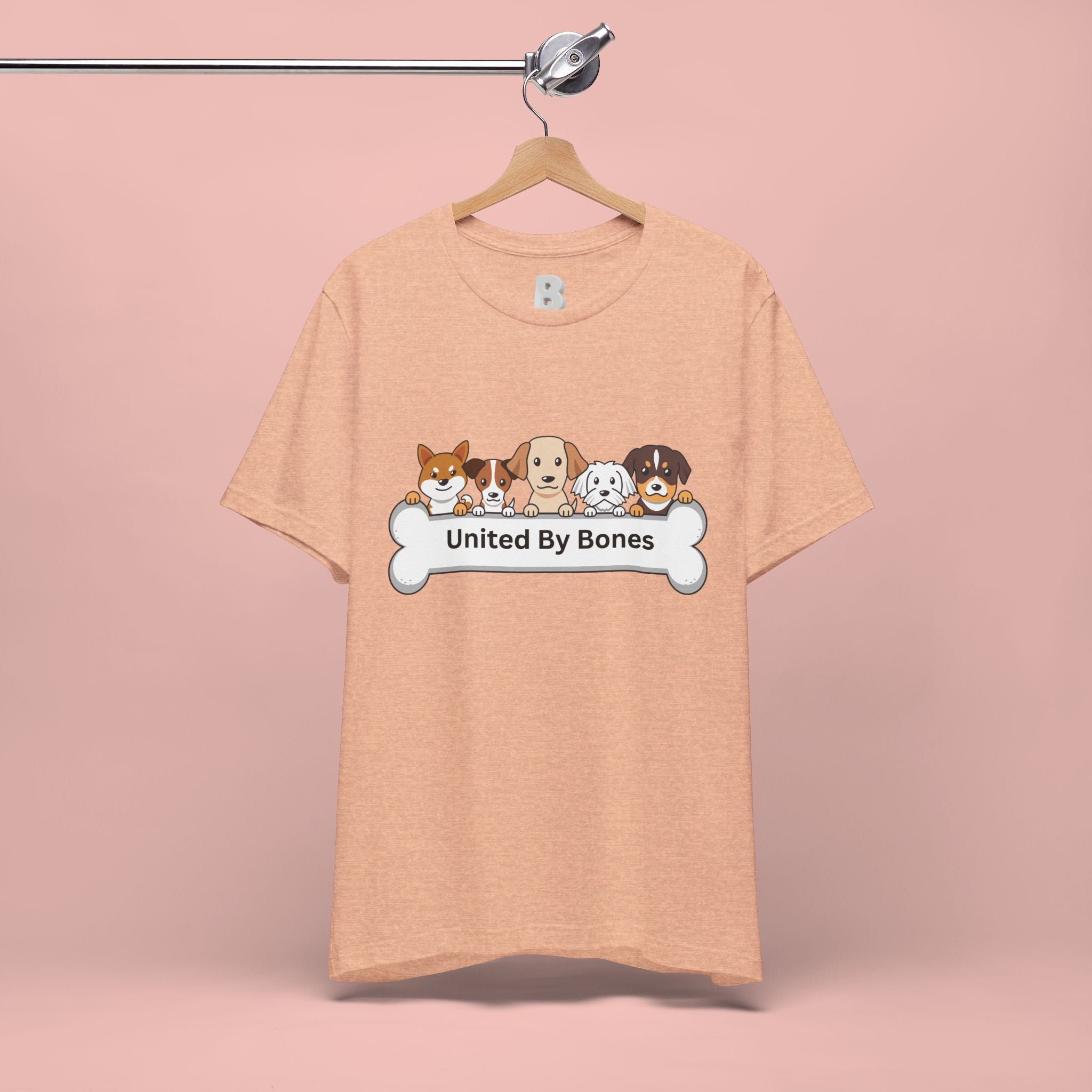 Dog Lover T‑Shirt — "United By Bones" Cute Cartoon Dogs Tee