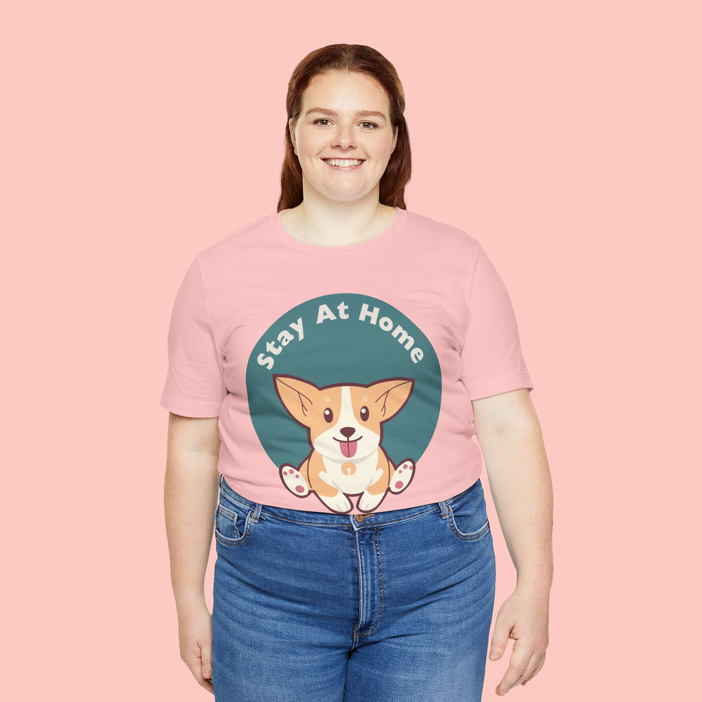 Stay At Home Dog Mom T-Shirt — Cute Corgi Graphic Tee