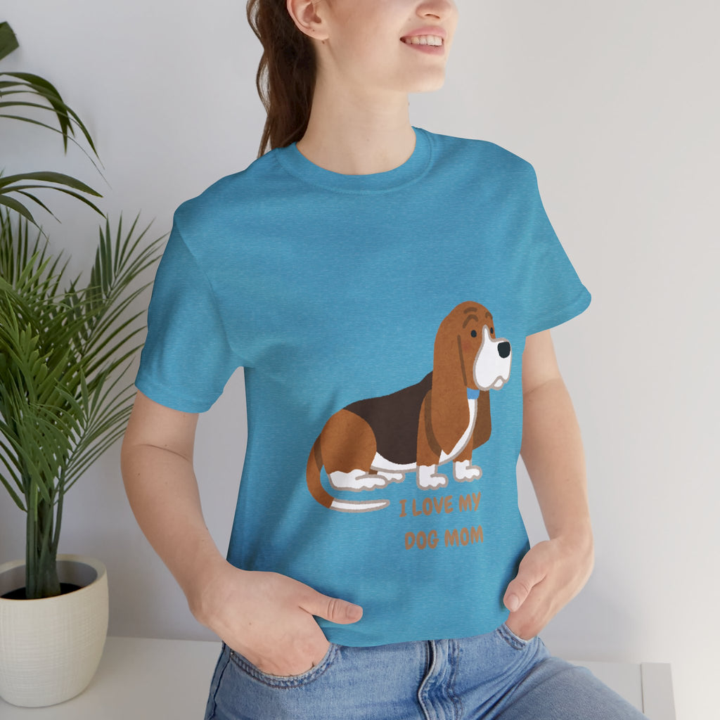 Dog Mom T‑Shirt — Cute Basset Hound I Love My Dog Mom Tee