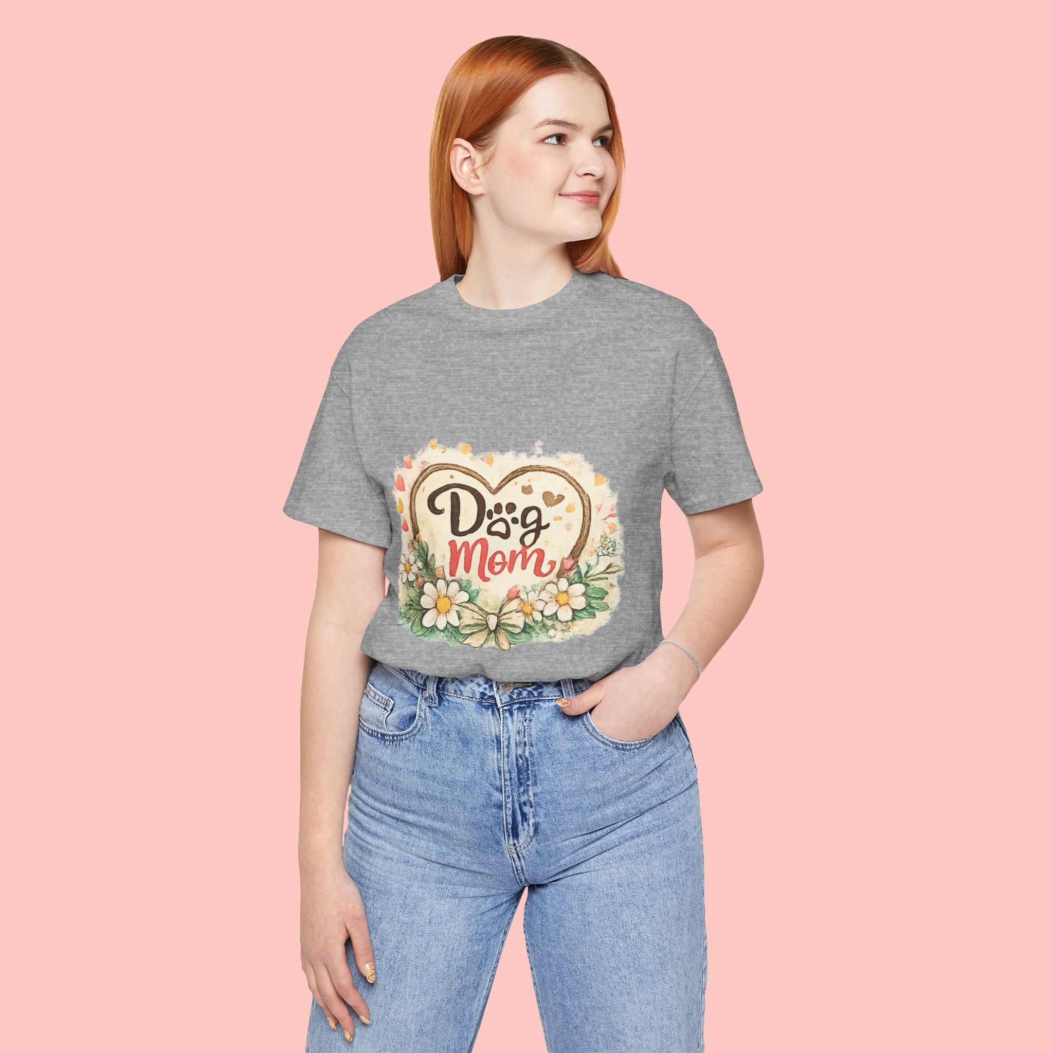 Dog Mom T-Shirt – Floral Heart Paw Design