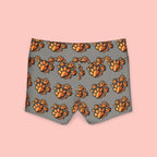 Paw Print Yoga Shorts — Women's Grey Activewear with Orange Paw Pattern