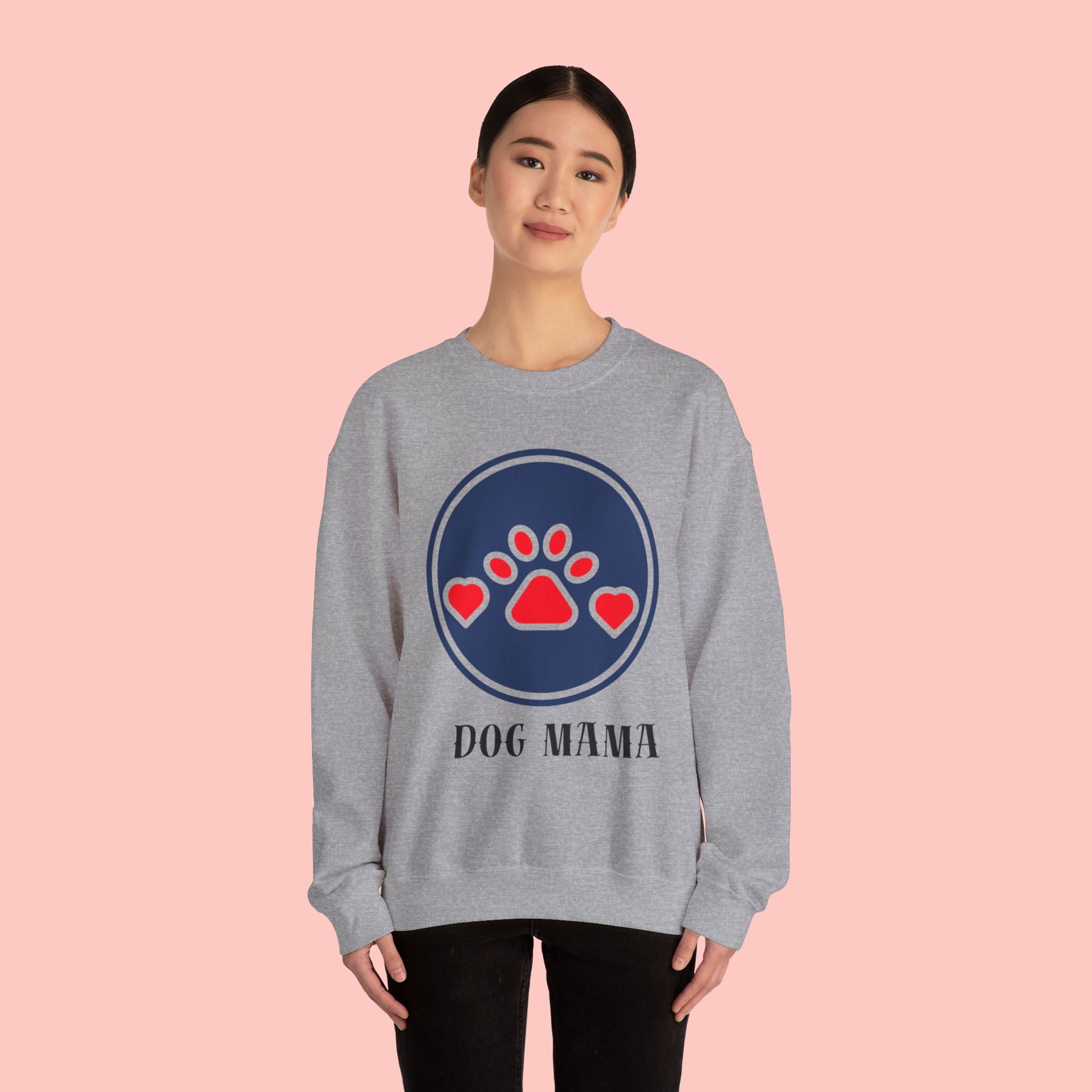 Dog Mama Crewneck Sweatshirt — Cute Paw Print Graphic for Dog Lovers